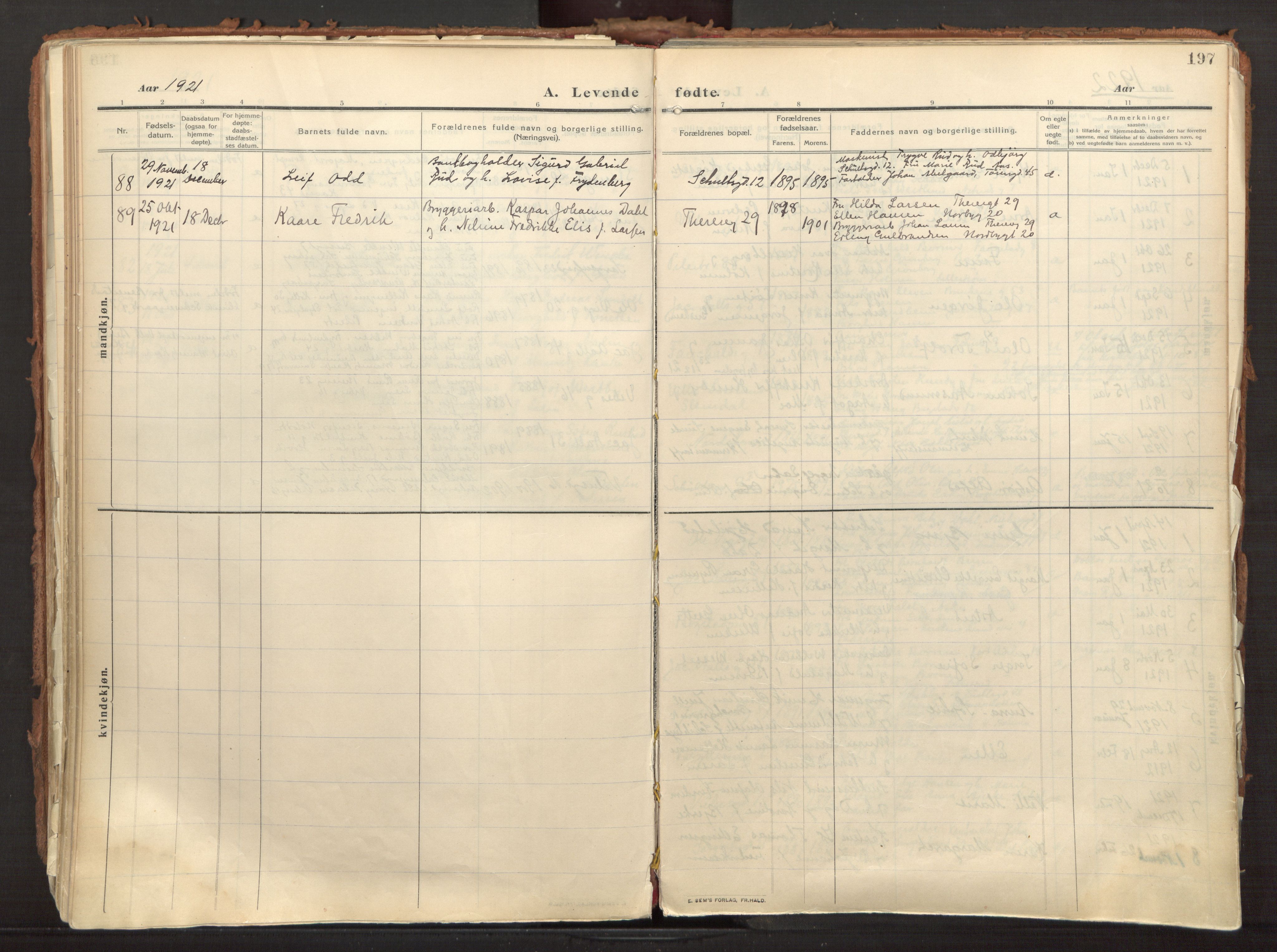Fagerborg prestekontor Kirkebøker, AV/SAO-A-10844/F/Fa/L0005: Ministerialbok nr. 5, 1909-1935, s. 197