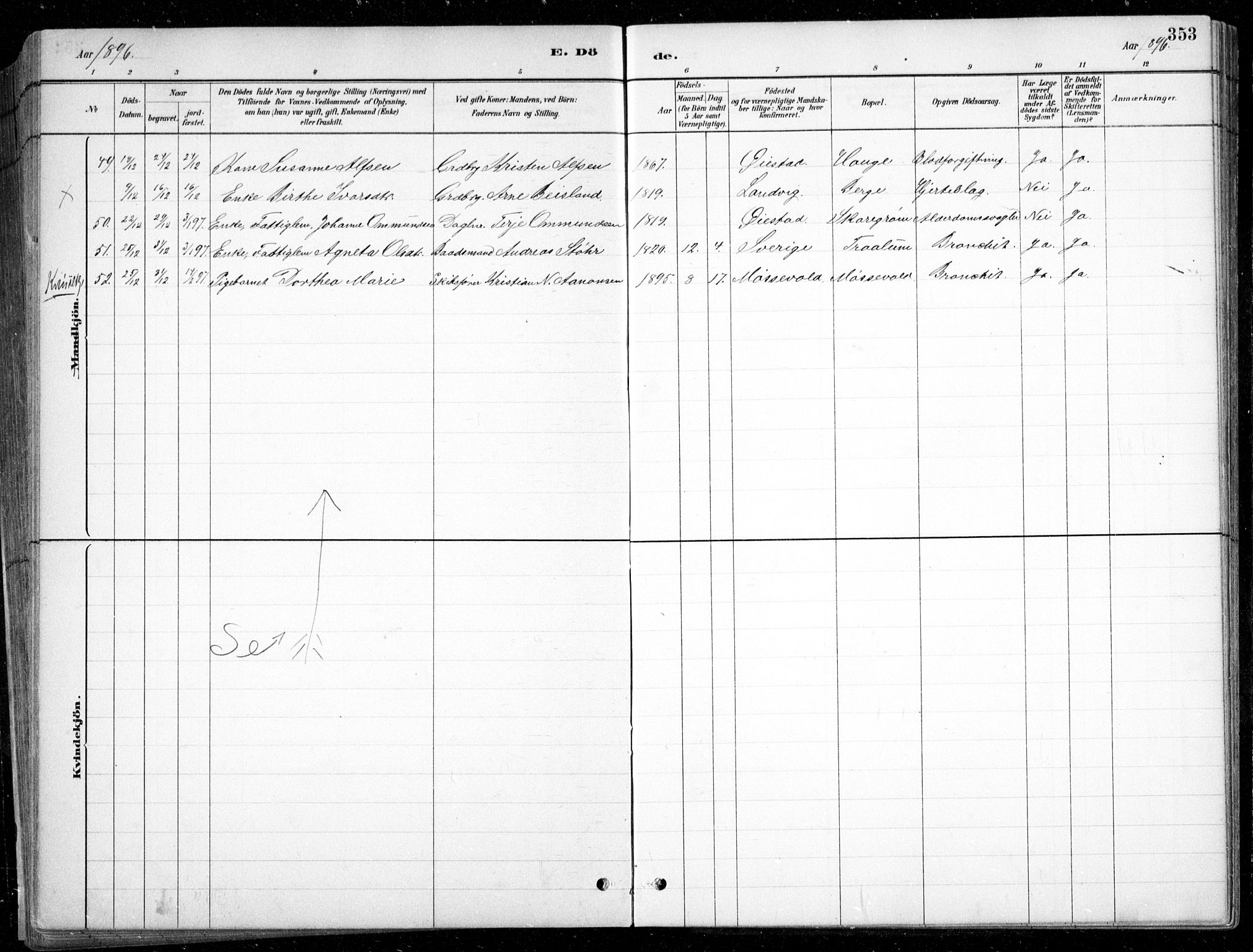 Fjære sokneprestkontor, AV/SAK-1111-0011/F/Fb/L0011: Klokkerbok nr. B 11, 1881-1905, s. 353