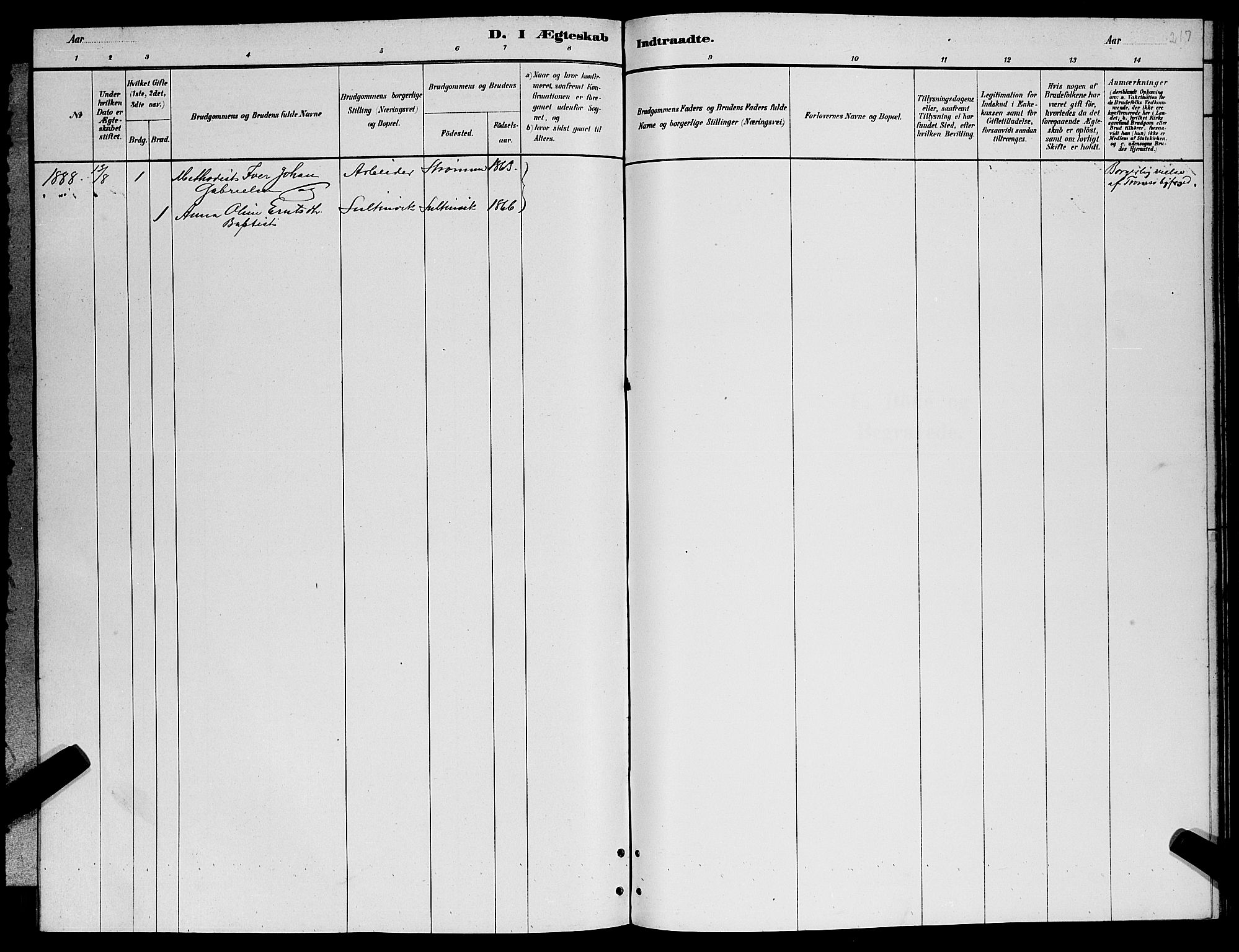 Lenvik sokneprestembete, AV/SATØ-S-1310/H/Ha/Hab/L0006klokker: Klokkerbok nr. 6, 1881-1889, s. 217