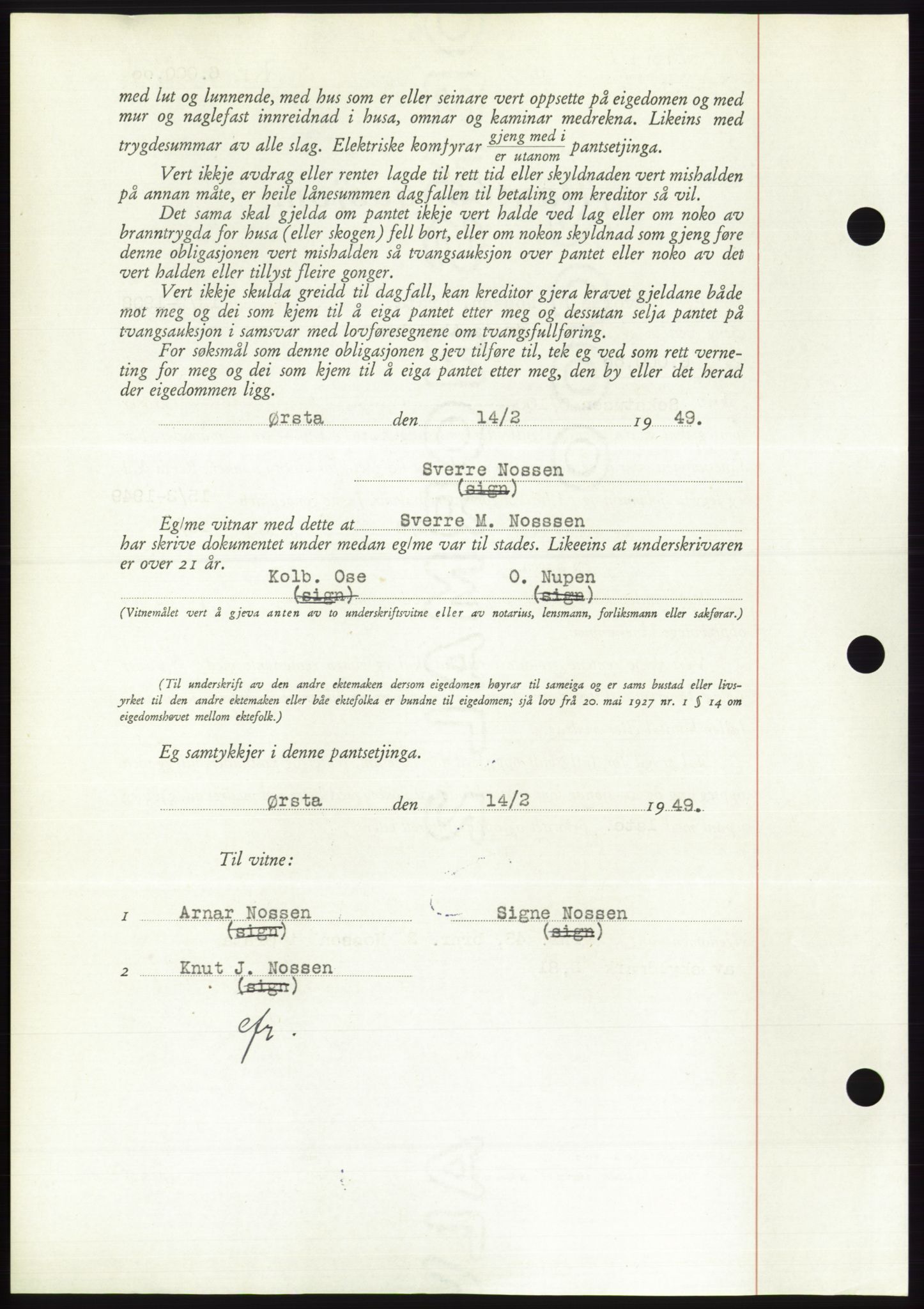 Søre Sunnmøre sorenskriveri, AV/SAT-A-4122/1/2/2C/L0116: Pantebok nr. 4B, 1948-1949, Dagboknr: 391/1949