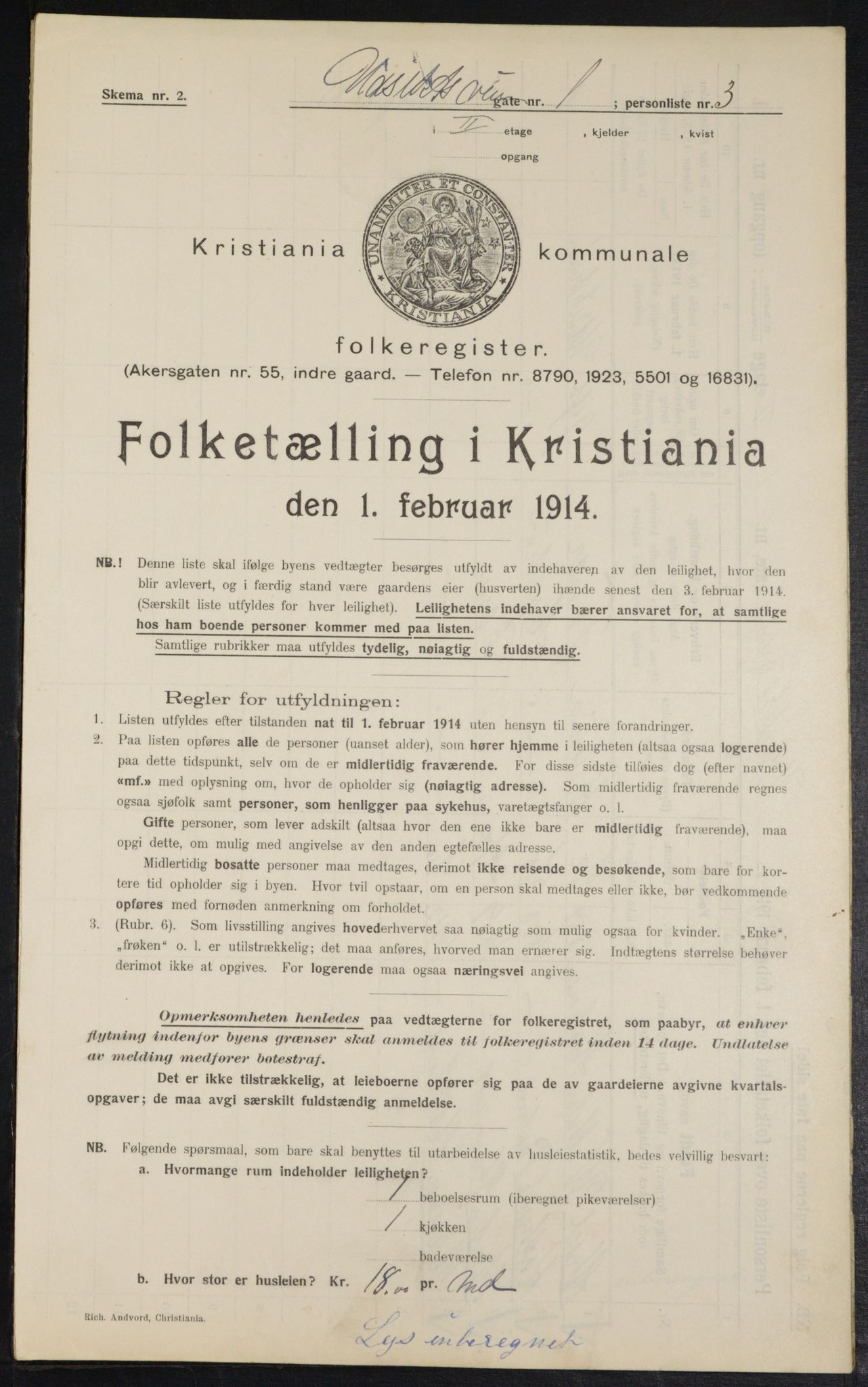 OBA, Kommunal folketelling 1.2.1914 for Kristiania, 1914, s. 122347