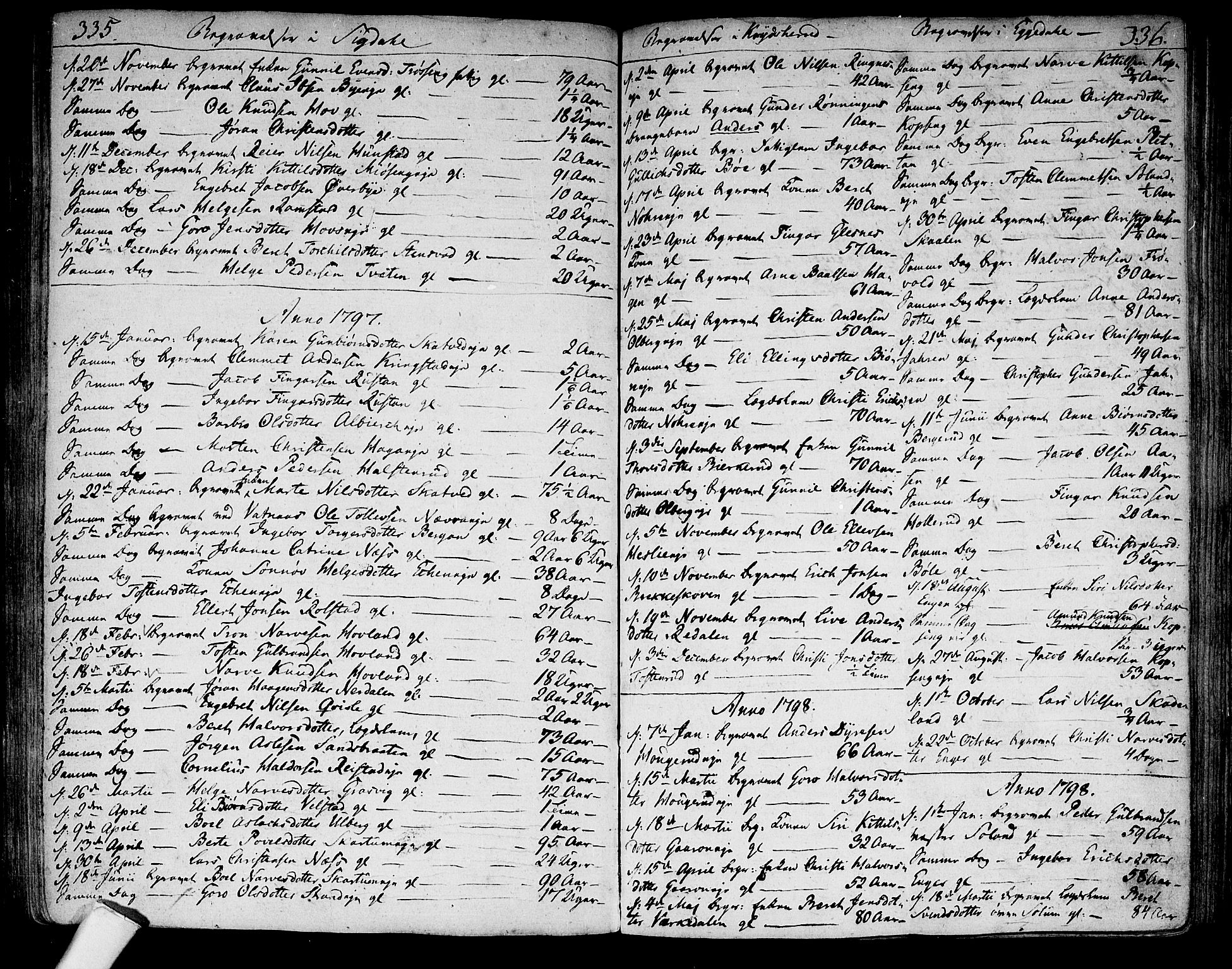Sigdal kirkebøker, AV/SAKO-A-245/F/Fa/L0003: Ministerialbok nr. I 3, 1793-1811, s. 335-336