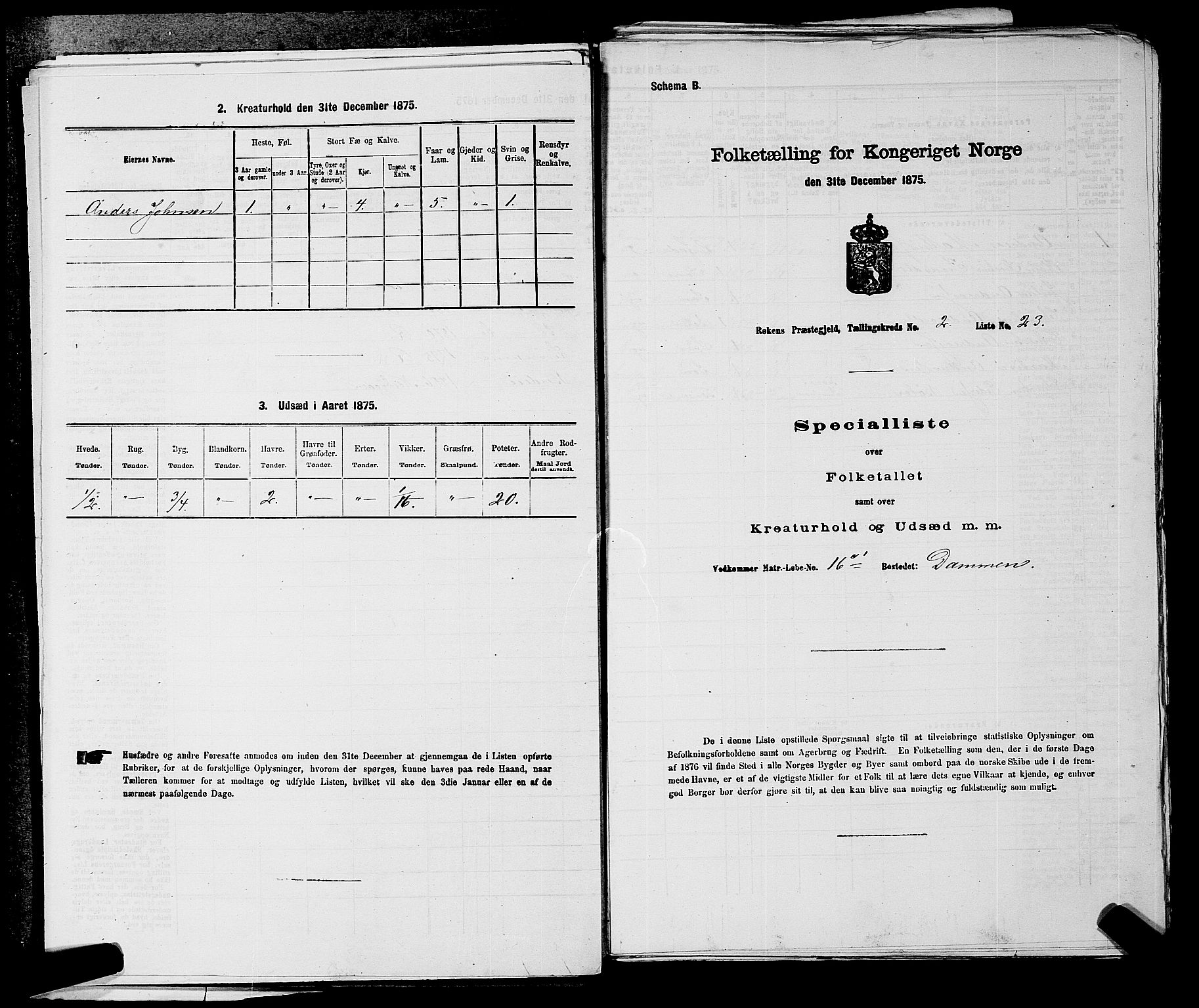 SAKO, Folketelling 1875 for 0627P Røyken prestegjeld, 1875, s. 228