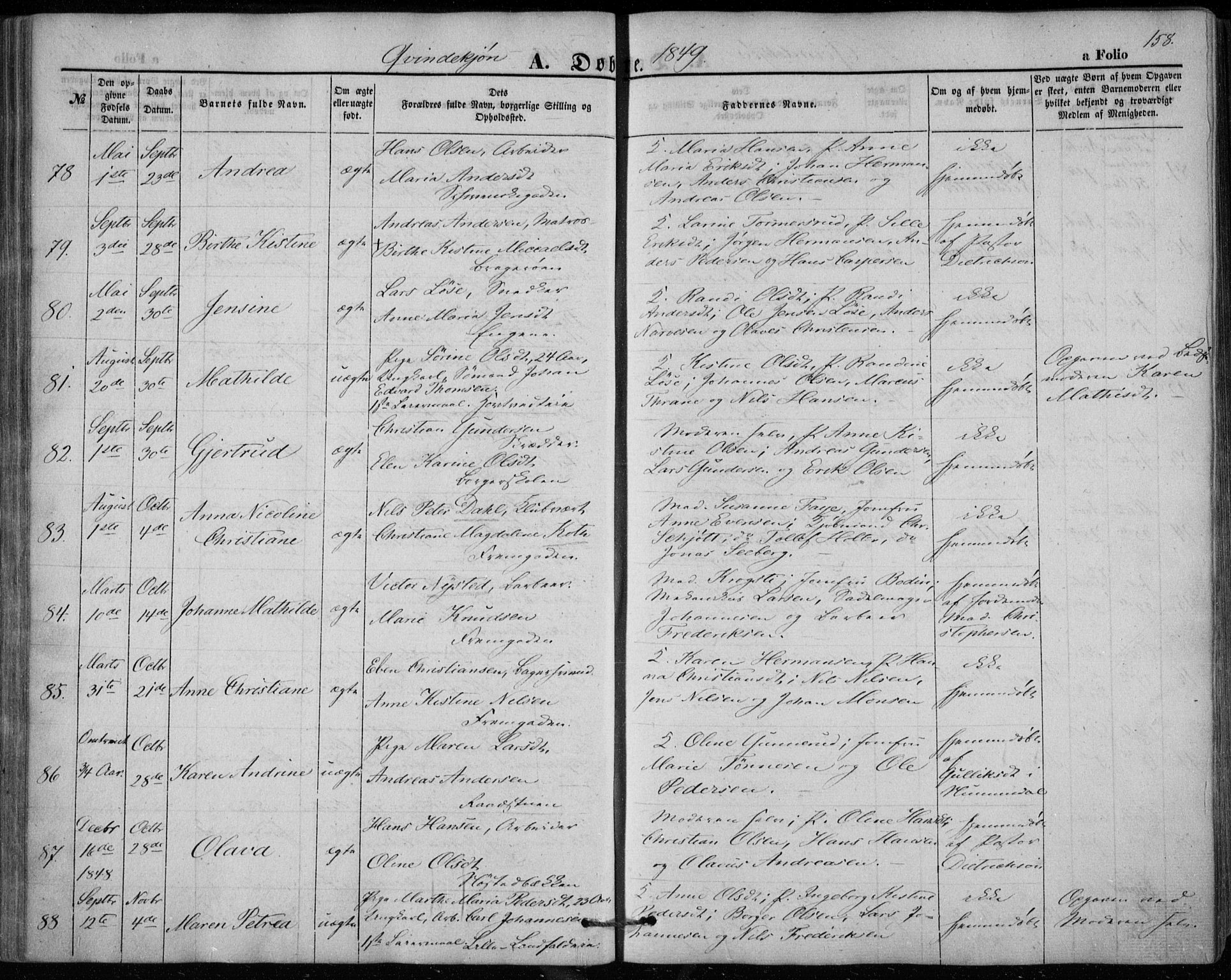 Bragernes kirkebøker, AV/SAKO-A-6/F/Fb/L0002: Ministerialbok nr. II 2, 1848-1859, s. 158