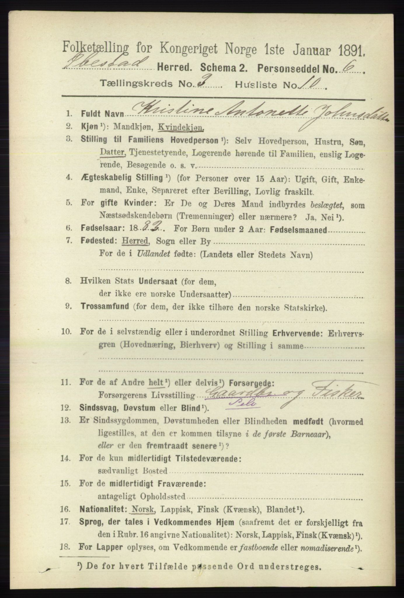 RA, Folketelling 1891 for 1917 Ibestad herred, 1891, s. 1795
