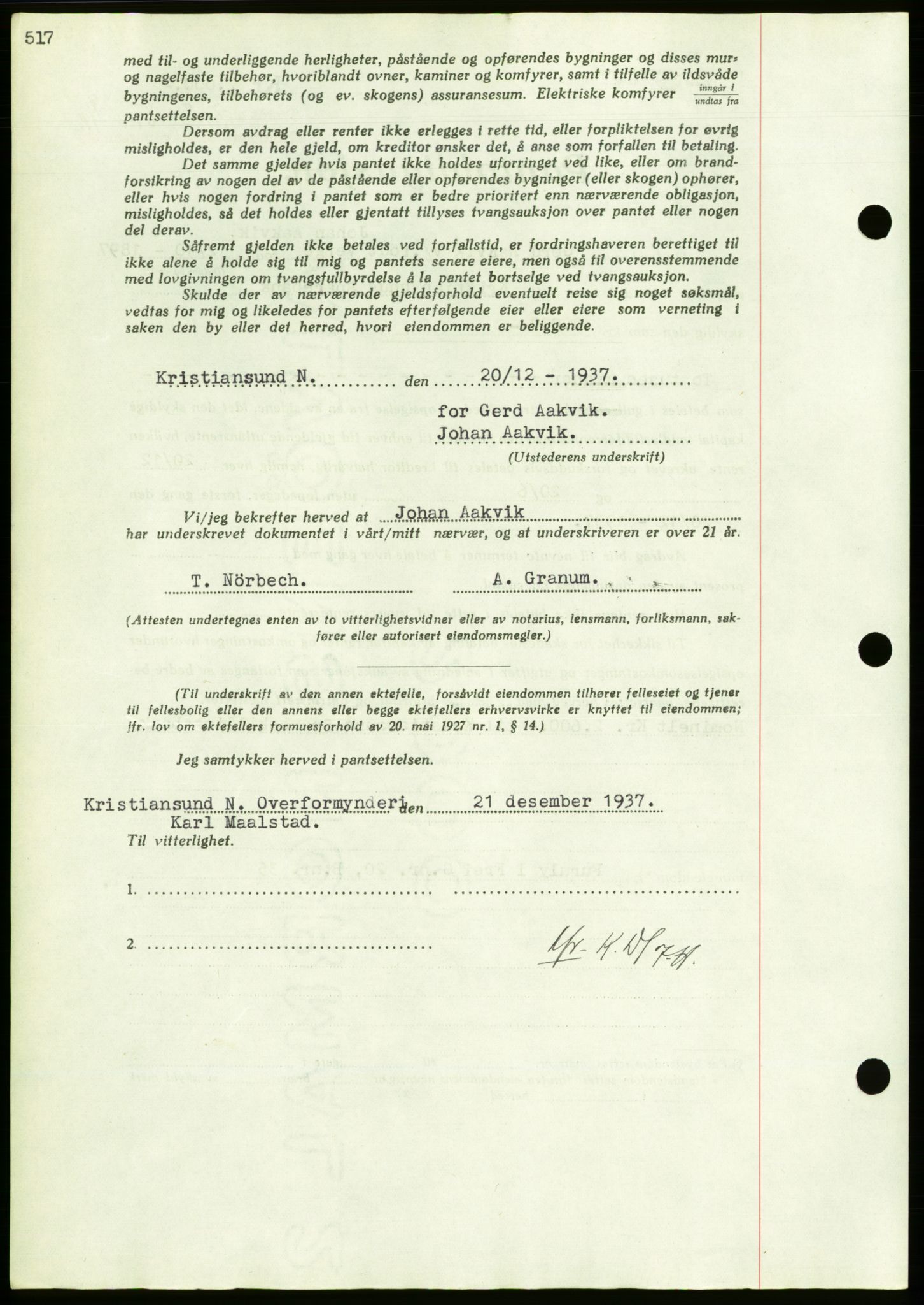 Nordmøre sorenskriveri, AV/SAT-A-4132/1/2/2Ca/L0092: Pantebok nr. B82, 1937-1938, Dagboknr: 3181/1937