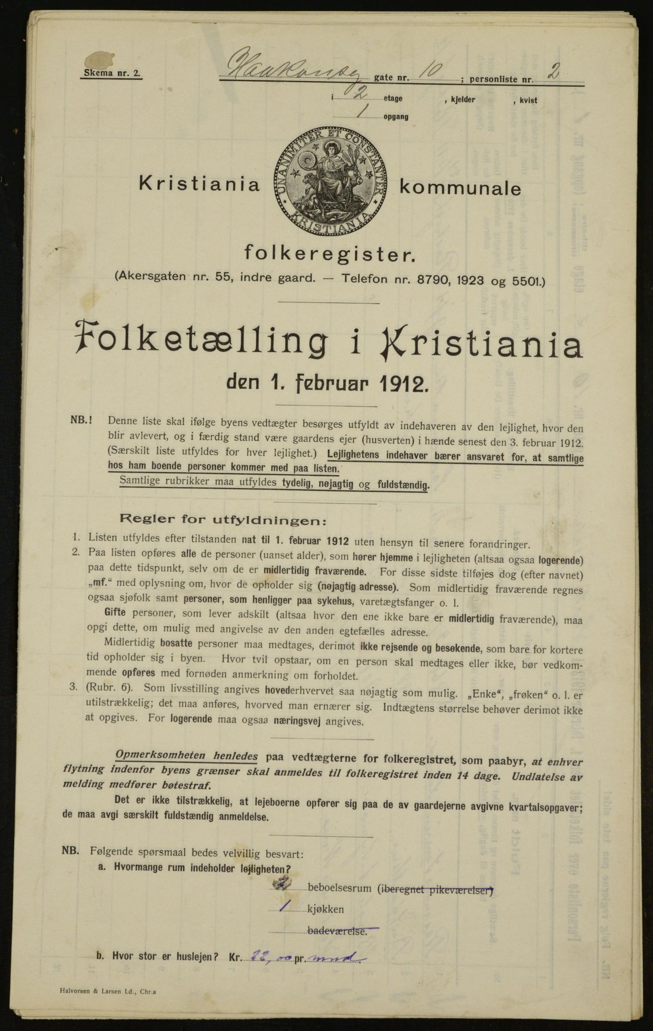 OBA, Kommunal folketelling 1.2.1912 for Kristiania, 1912, s. 43114