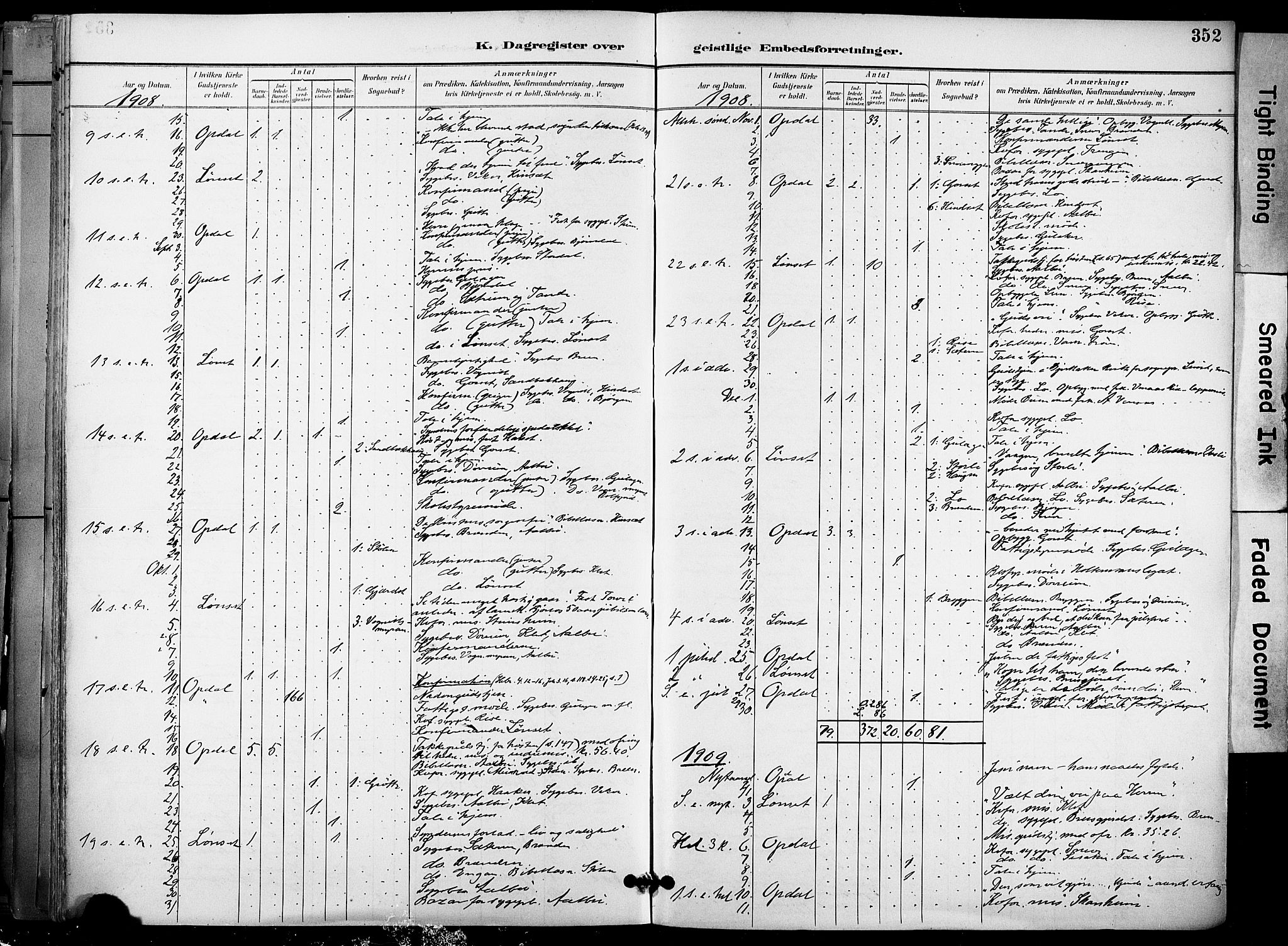 Ministerialprotokoller, klokkerbøker og fødselsregistre - Sør-Trøndelag, SAT/A-1456/678/L0902: Ministerialbok nr. 678A11, 1895-1911, s. 352