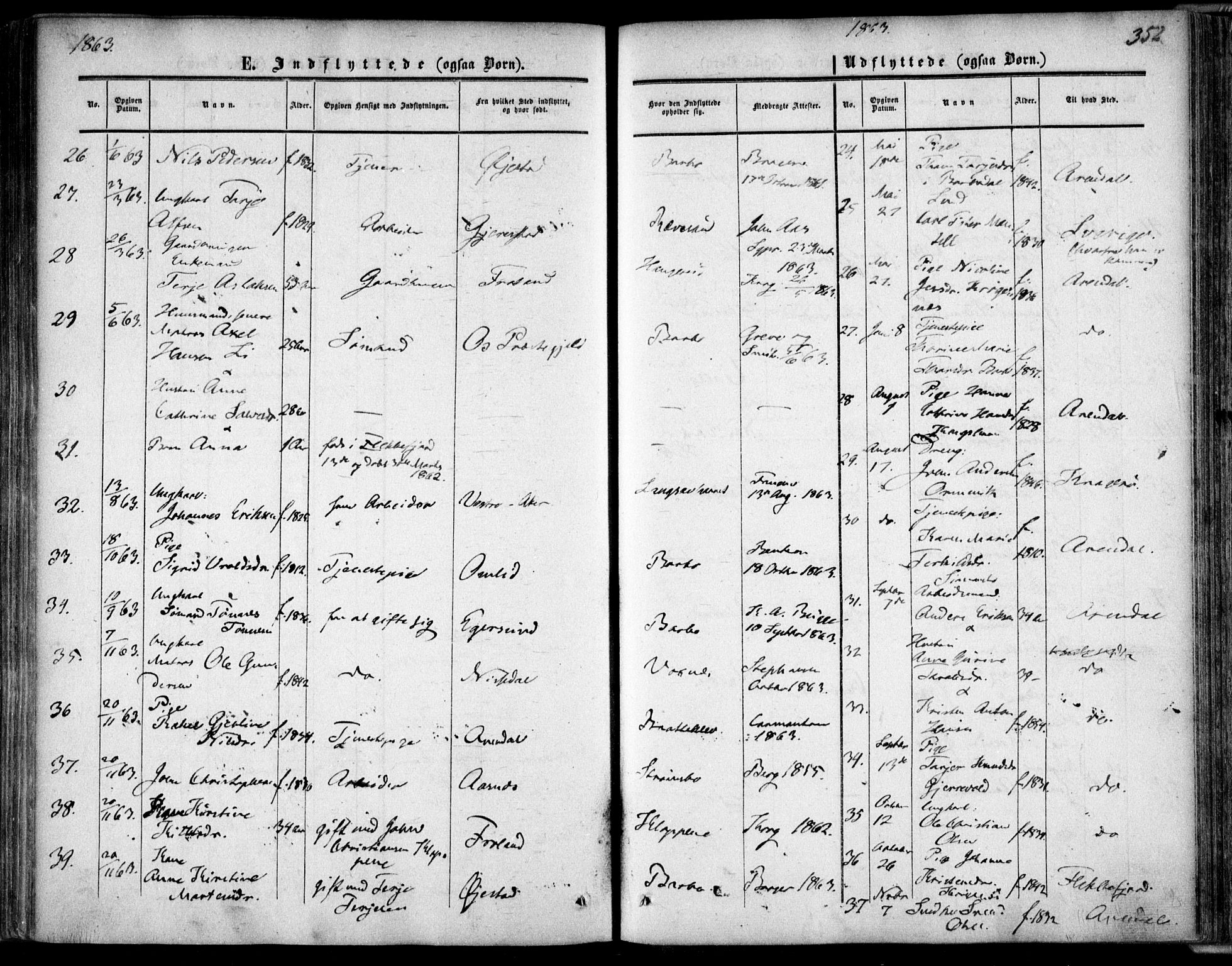 Tromøy sokneprestkontor, AV/SAK-1111-0041/F/Fa/L0006: Ministerialbok nr. A 6, 1855-1863, s. 352