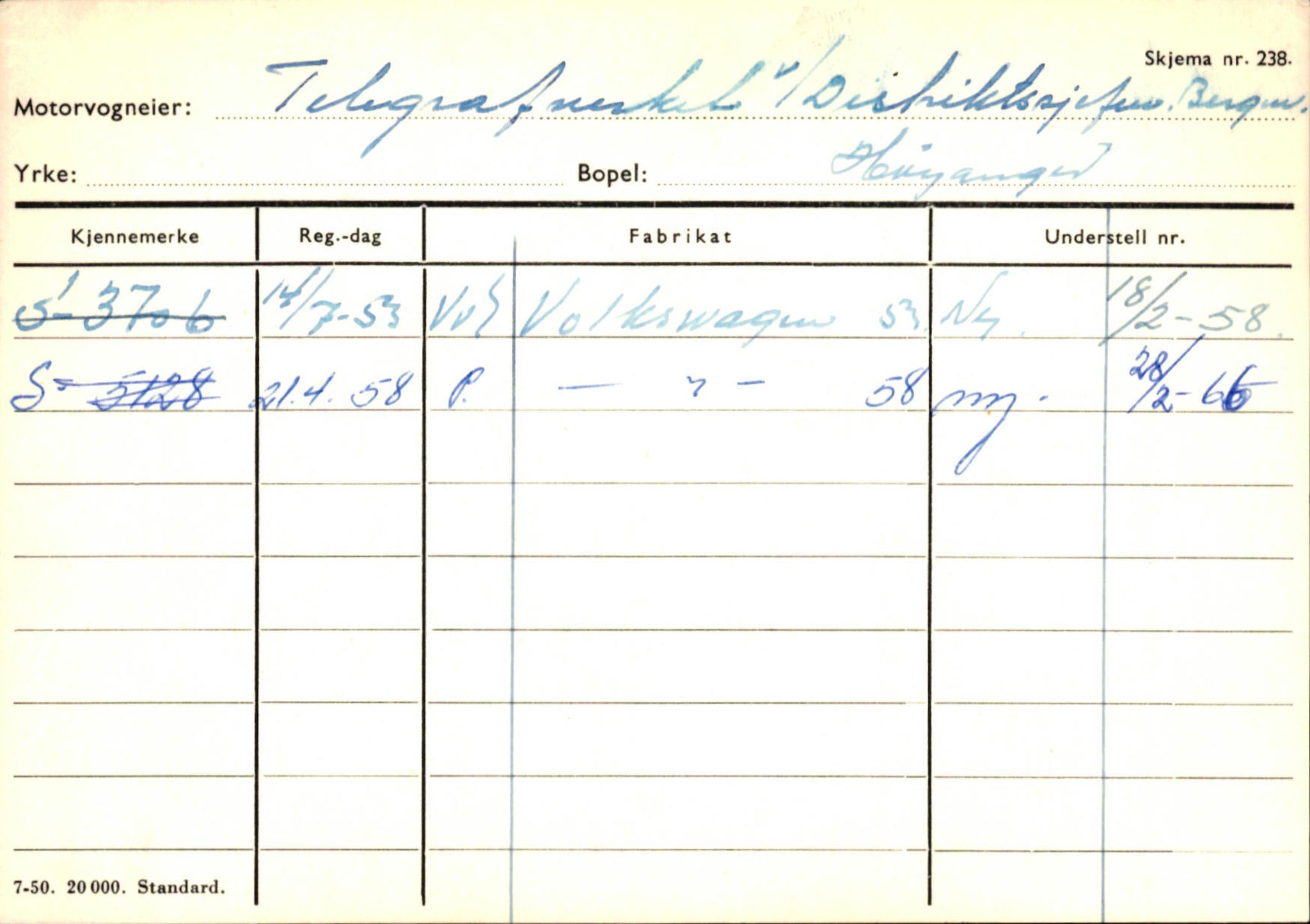 Statens vegvesen, Sogn og Fjordane vegkontor, AV/SAB-A-5301/4/F/L0131: Eigarregister Høyanger P-Å. Stryn S-Å, 1945-1975, s. 589