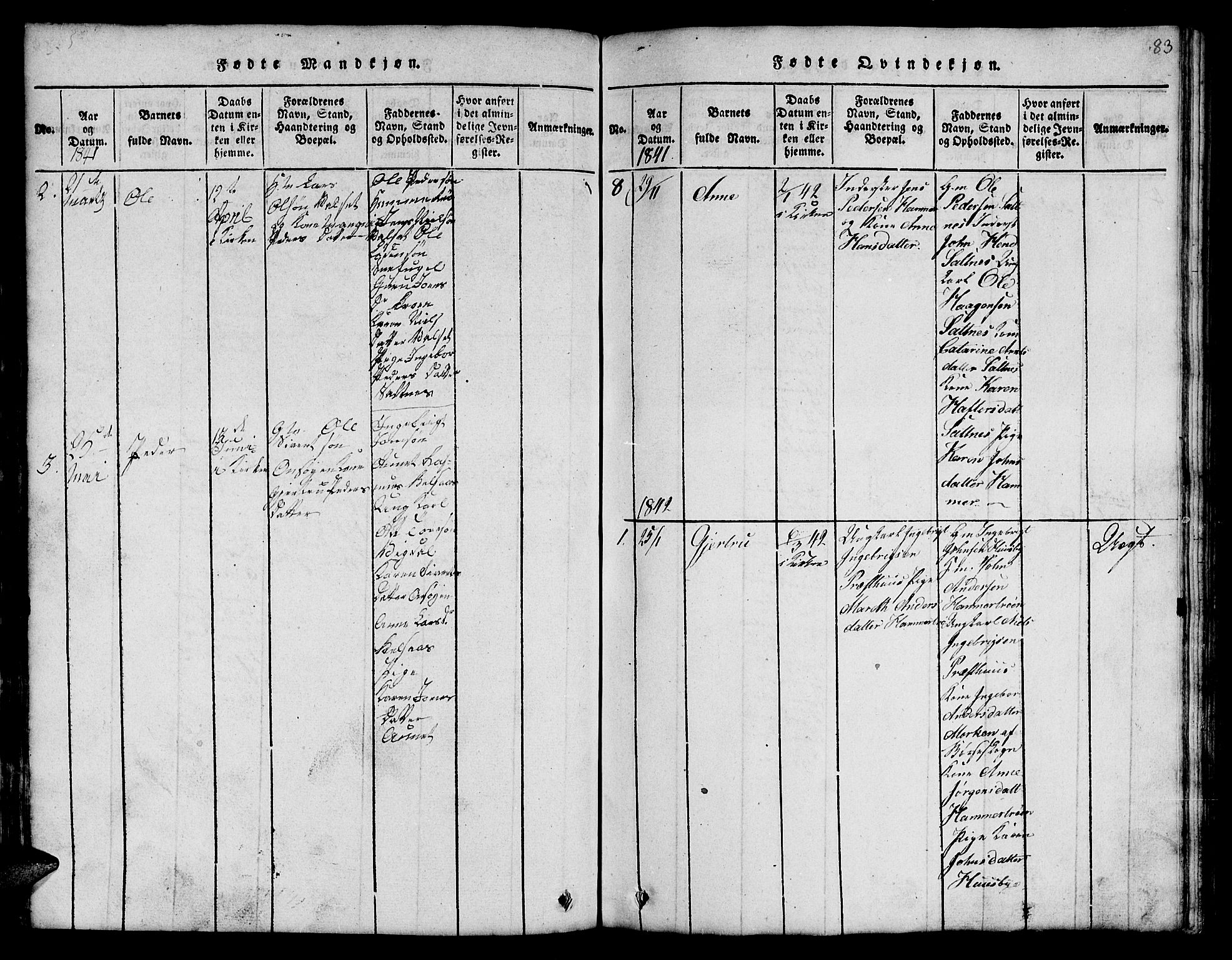 Ministerialprotokoller, klokkerbøker og fødselsregistre - Sør-Trøndelag, SAT/A-1456/666/L0788: Klokkerbok nr. 666C01, 1816-1847, s. 83