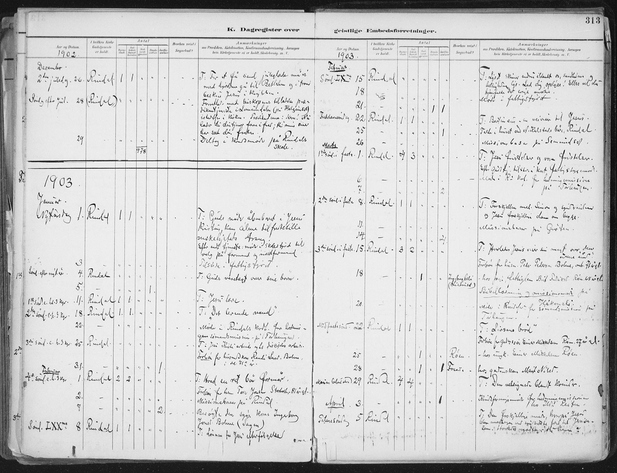 Ministerialprotokoller, klokkerbøker og fødselsregistre - Møre og Romsdal, AV/SAT-A-1454/598/L1072: Ministerialbok nr. 598A06, 1896-1910, s. 313