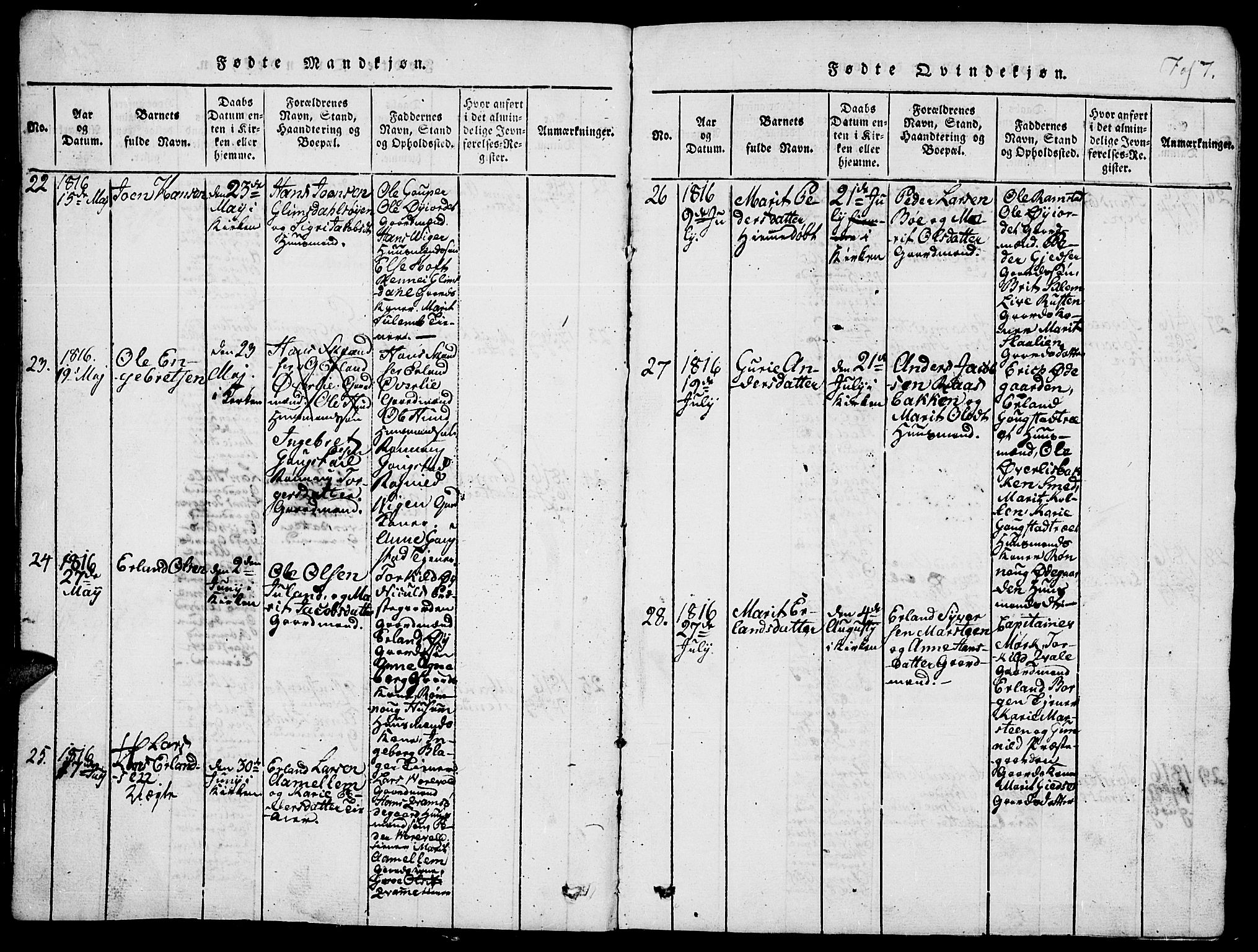Lom prestekontor, AV/SAH-PREST-070/L/L0001: Klokkerbok nr. 1, 1815-1836, s. 7