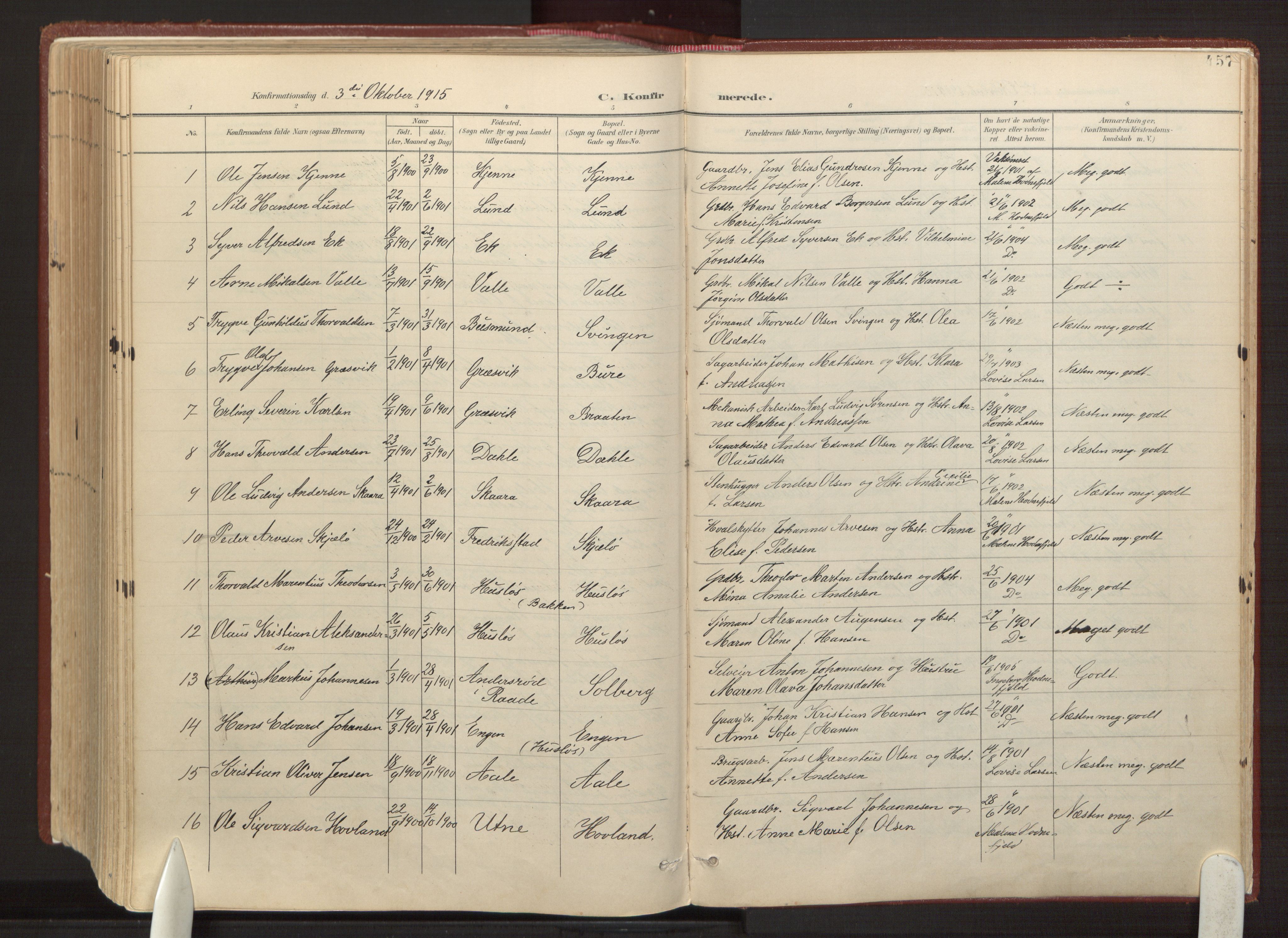 Onsøy prestekontor Kirkebøker, AV/SAO-A-10914/F/Fa/L0008: Ministerialbok nr. I 8, 1899-1923, s. 457