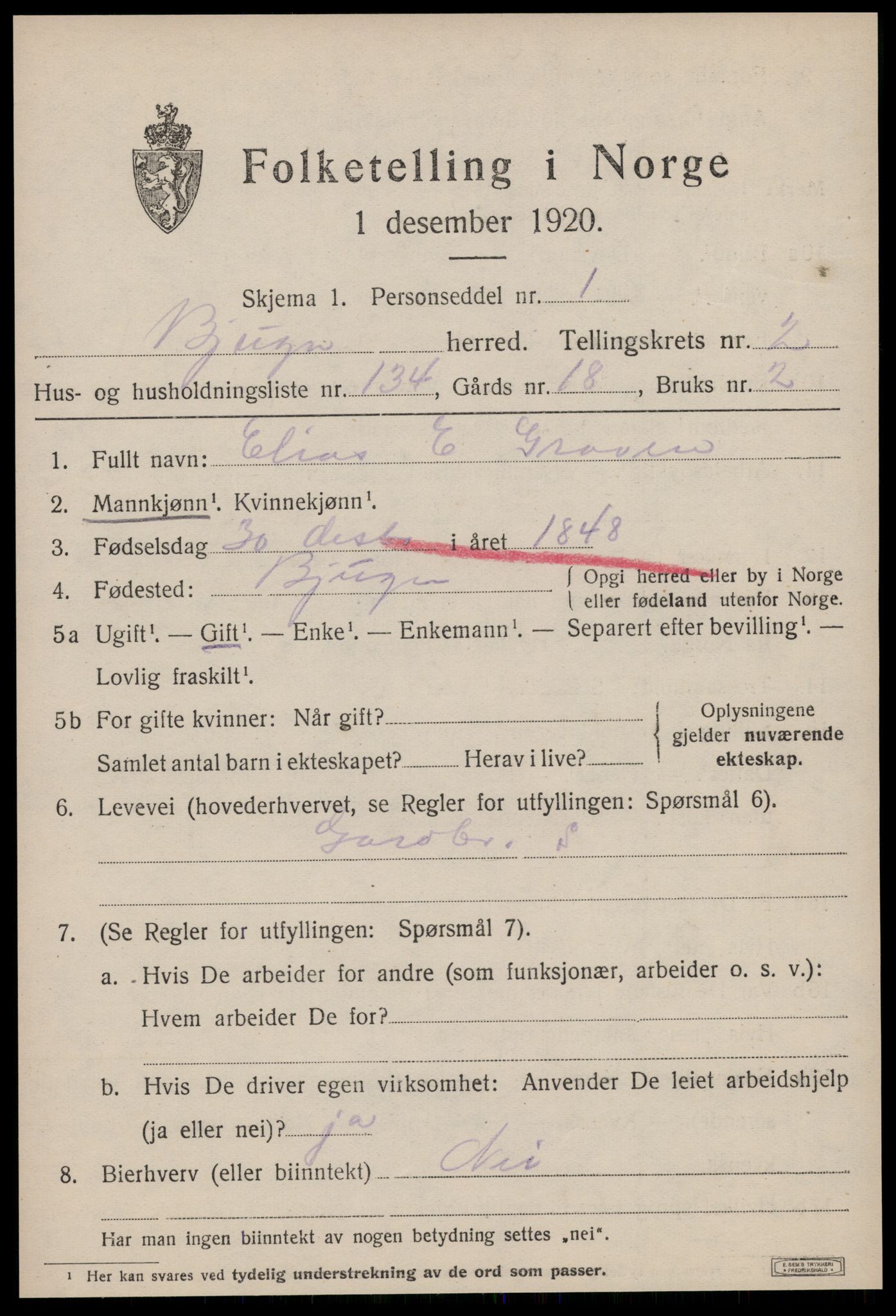 SAT, Folketelling 1920 for 1627 Bjugn herred, 1920, s. 2711