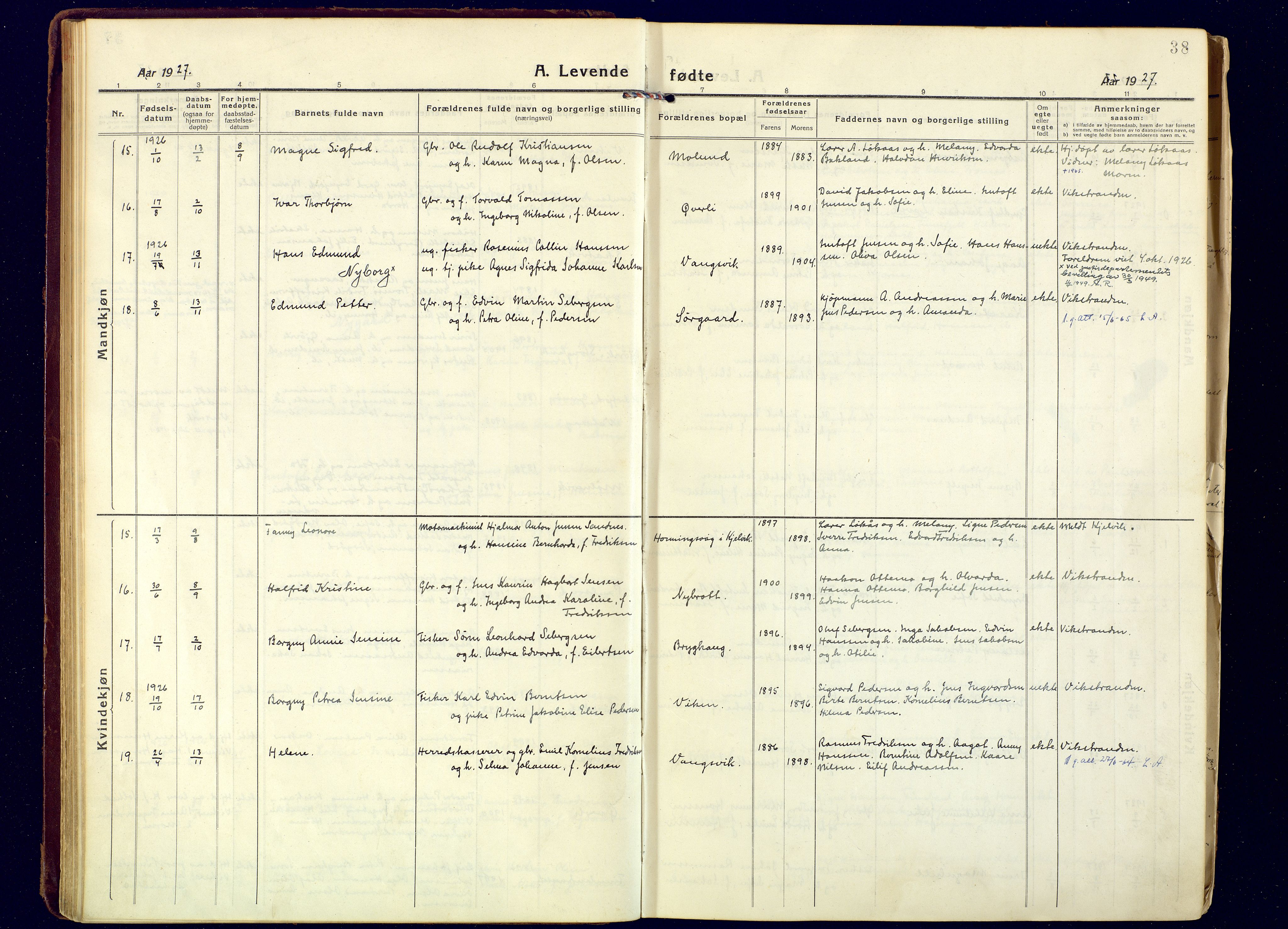 Tranøy sokneprestkontor, AV/SATØ-S-1313/I/Ia/Iaa/L0016kirke: Ministerialbok nr. 16, 1919-1932, s. 38