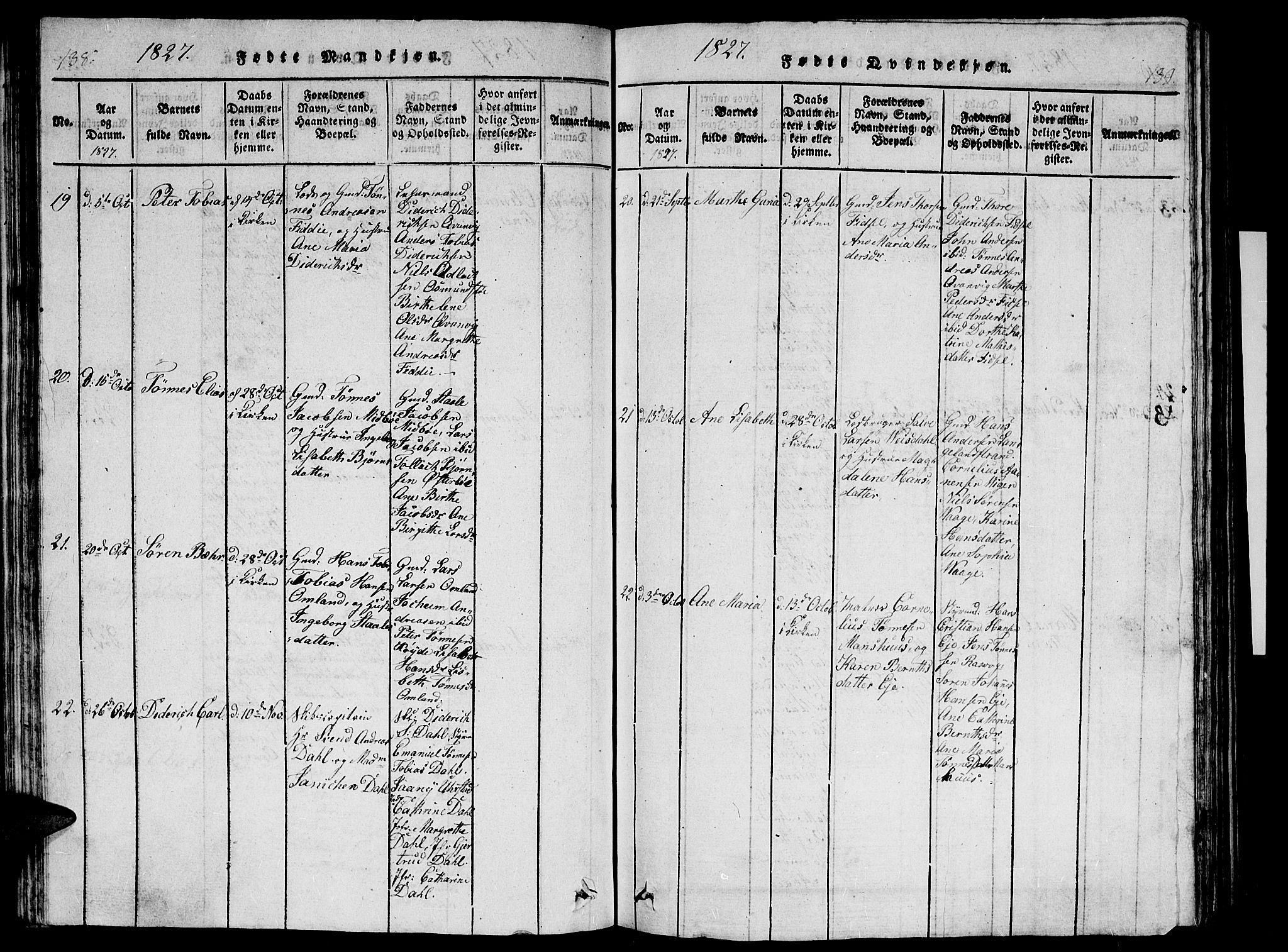 Flekkefjord sokneprestkontor, AV/SAK-1111-0012/F/Fb/Fbb/L0001: Klokkerbok nr. B 1, 1815-1830, s. 138-139