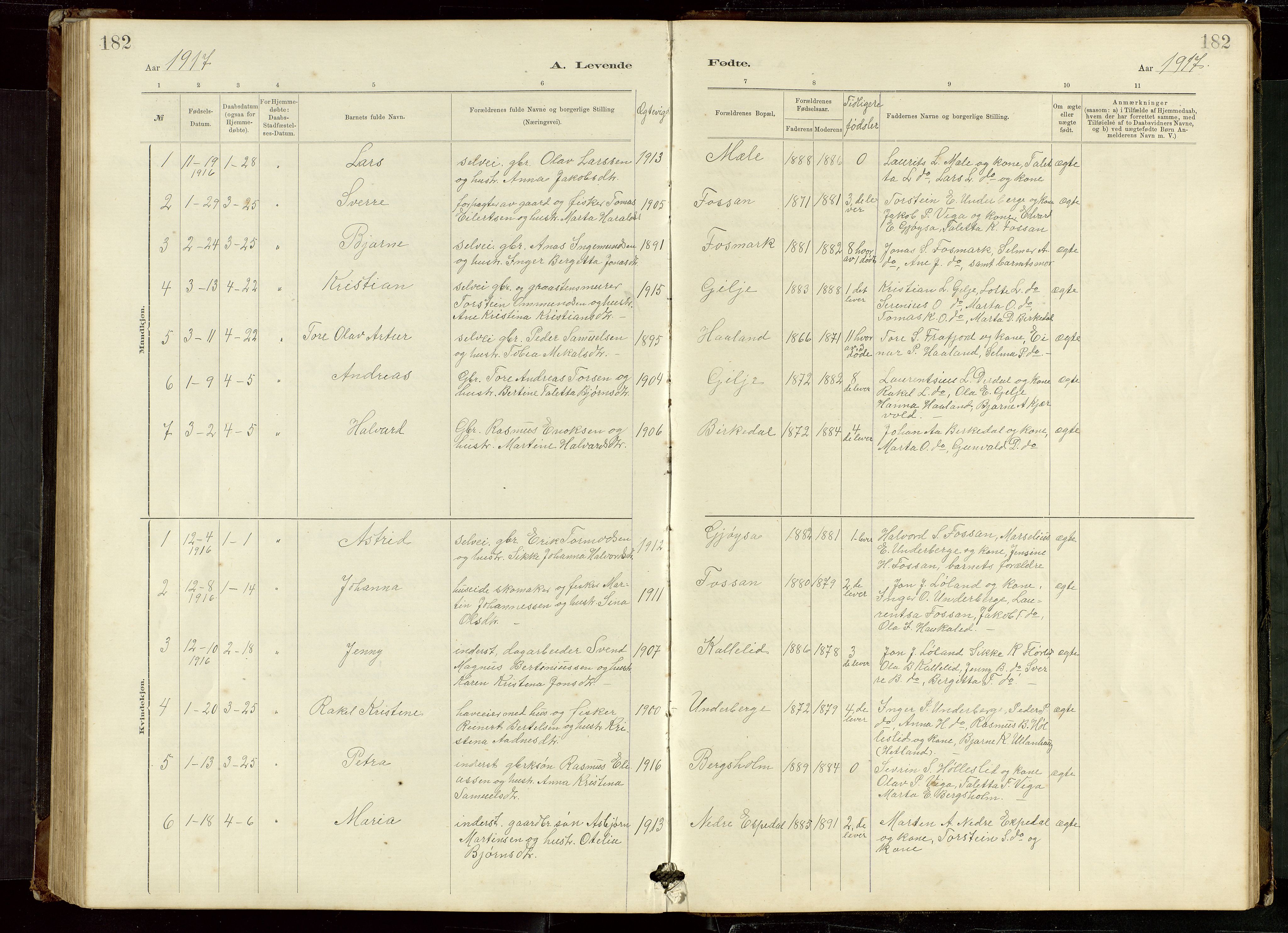 Høgsfjord sokneprestkontor, AV/SAST-A-101624/H/Ha/Hab/L0009: Klokkerbok nr. B 9, 1883-1920, s. 182