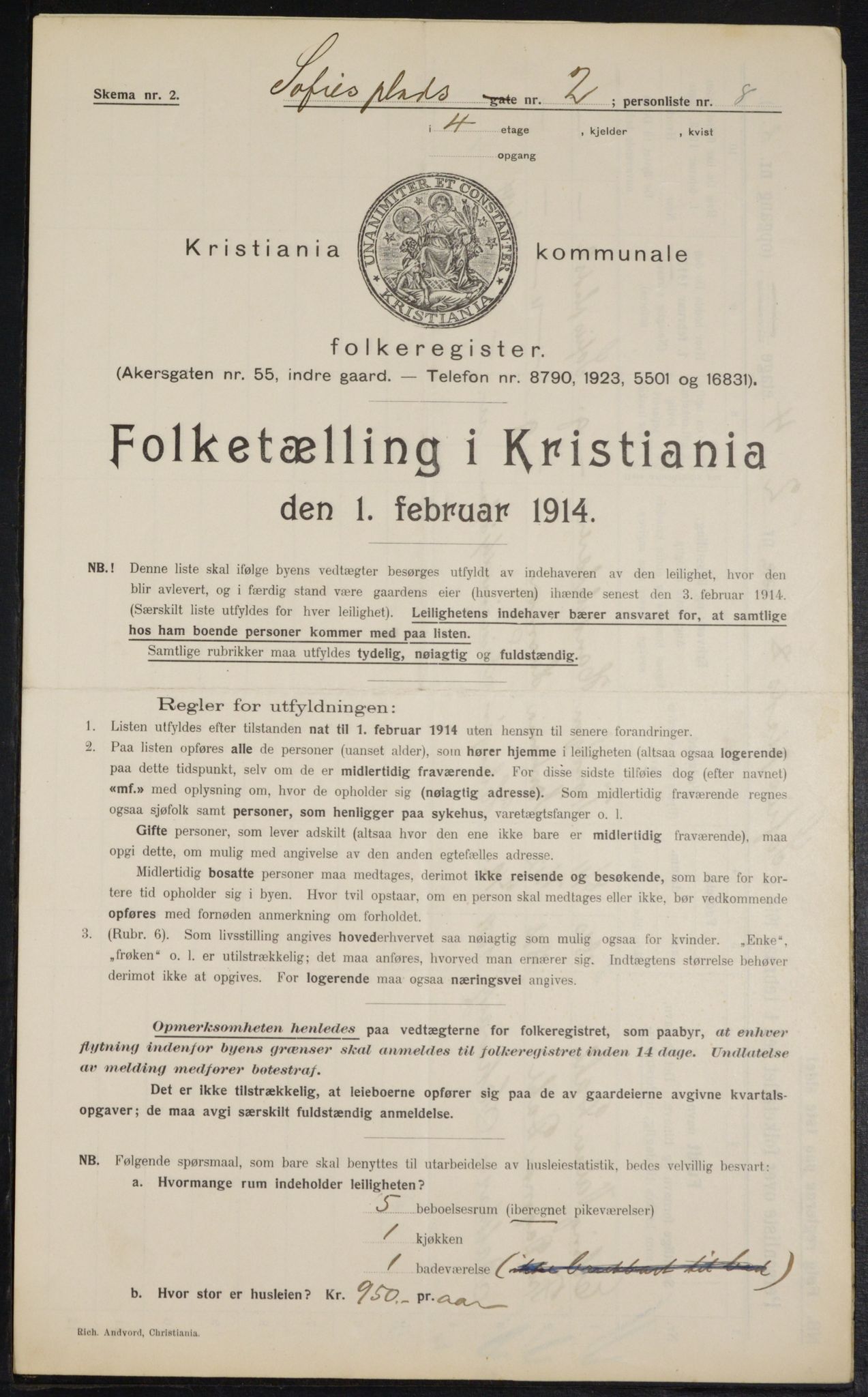 OBA, Kommunal folketelling 1.2.1914 for Kristiania, 1914, s. 99246