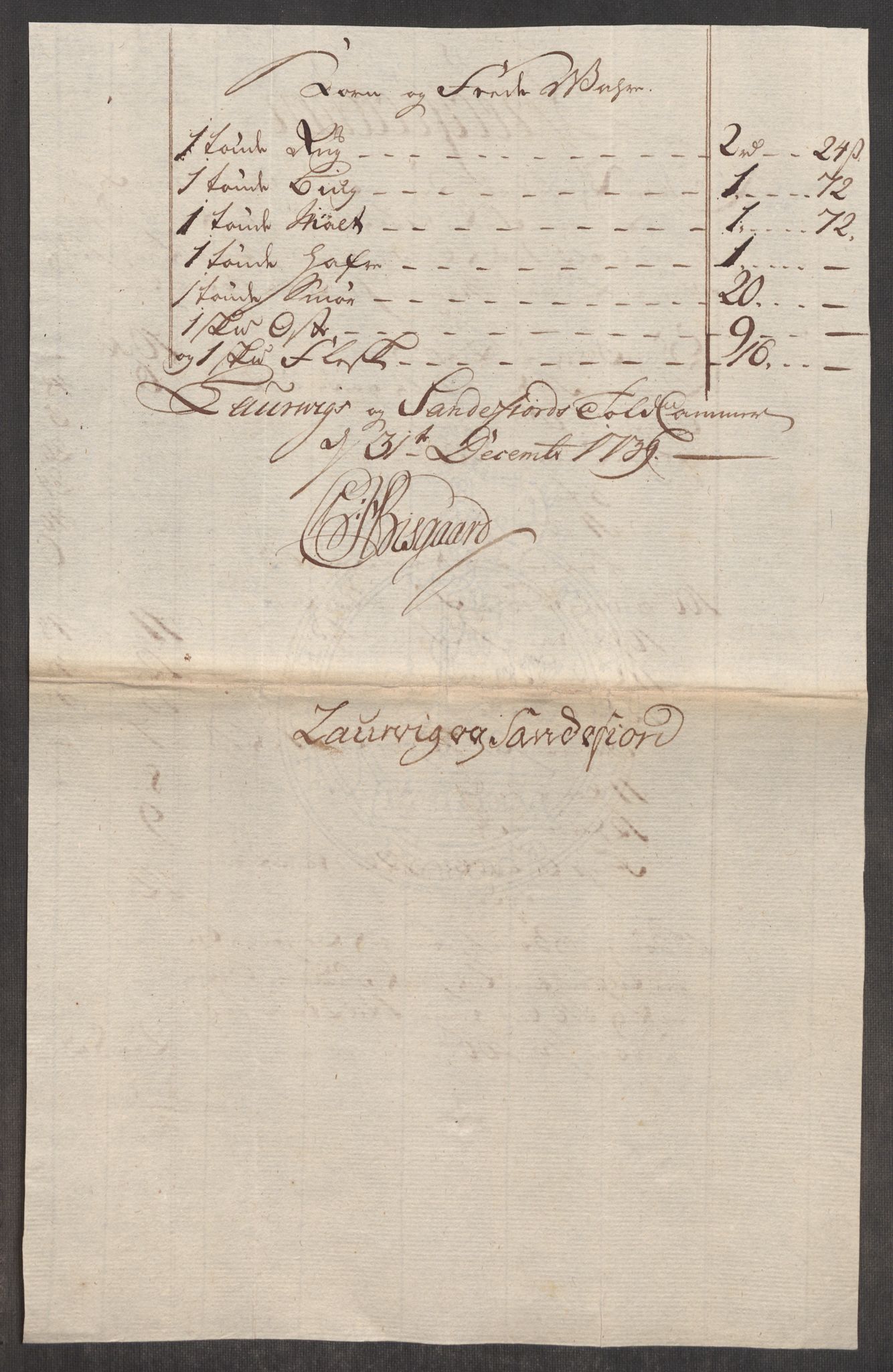 Rentekammeret inntil 1814, Realistisk ordnet avdeling, AV/RA-EA-4070/Oe/L0001: [Ø1]: Priskuranter, 1712-1739, s. 981