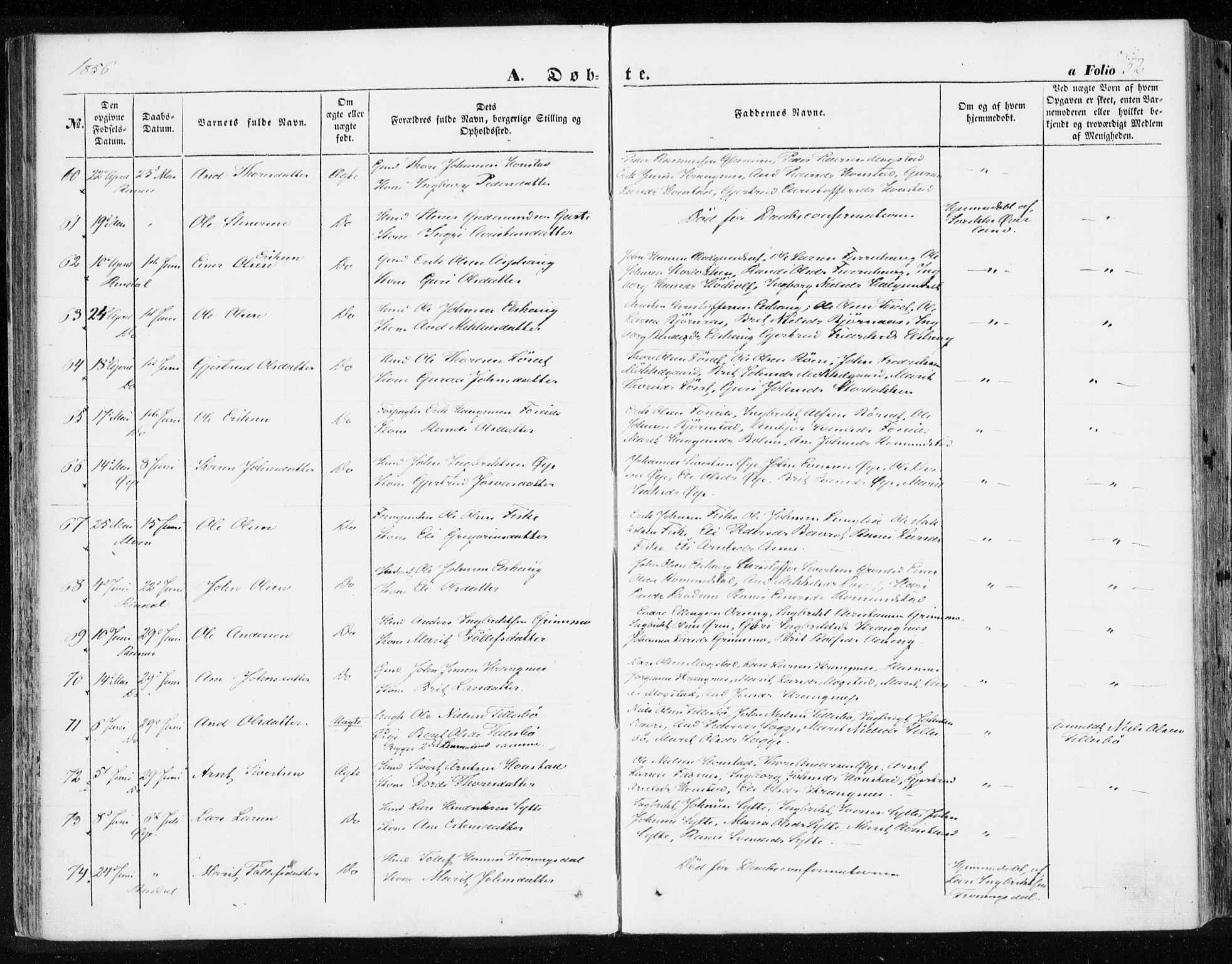 Ministerialprotokoller, klokkerbøker og fødselsregistre - Møre og Romsdal, SAT/A-1454/595/L1044: Ministerialbok nr. 595A06, 1852-1863, s. 52