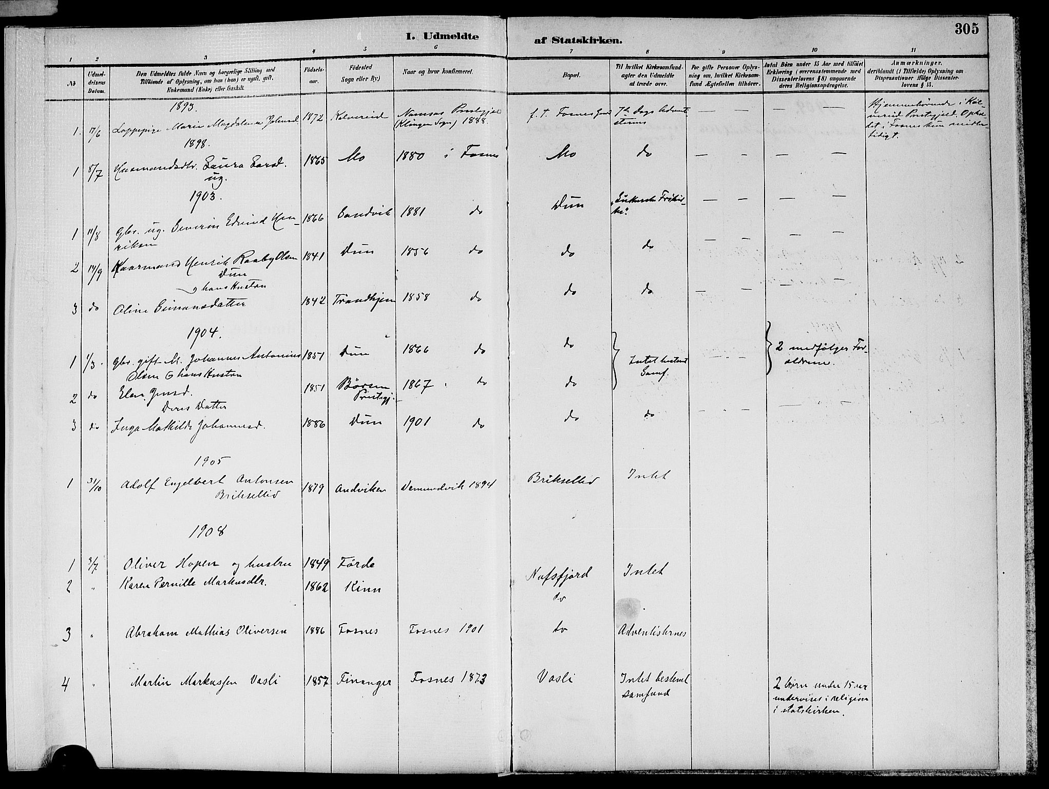 Ministerialprotokoller, klokkerbøker og fødselsregistre - Nord-Trøndelag, SAT/A-1458/773/L0617: Ministerialbok nr. 773A08, 1887-1910, s. 305