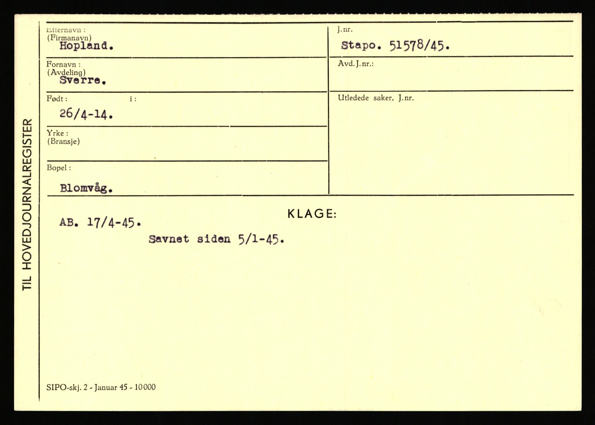 Statspolitiet - Hovedkontoret / Osloavdelingen, AV/RA-S-1329/C/Ca/L0007: Hol - Joelsen, 1943-1945, s. 831