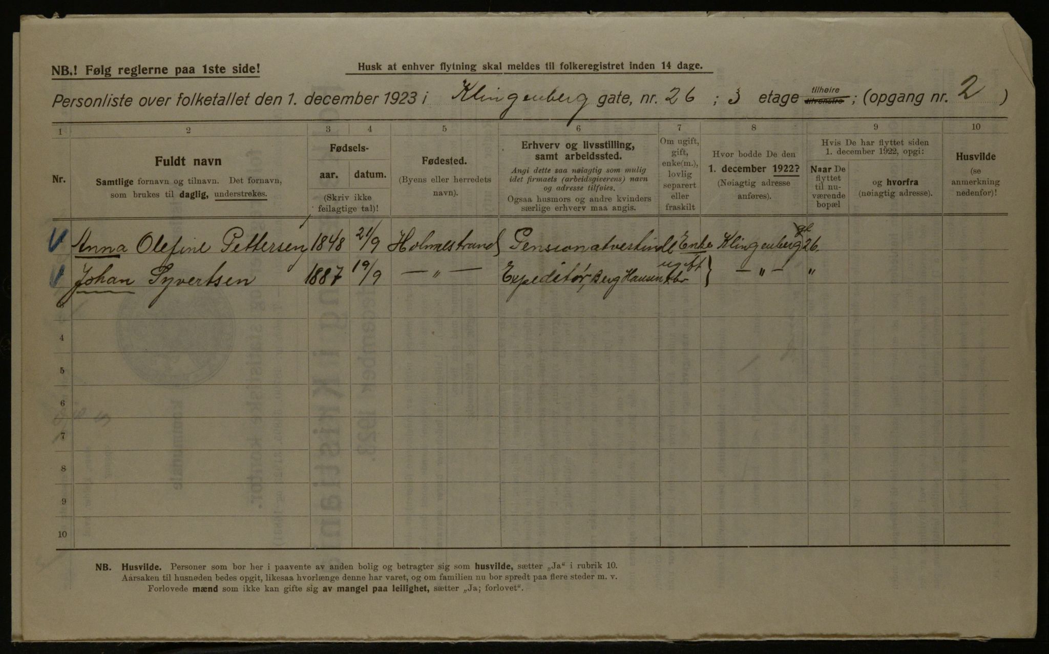 OBA, Kommunal folketelling 1.12.1923 for Kristiania, 1923, s. 58428