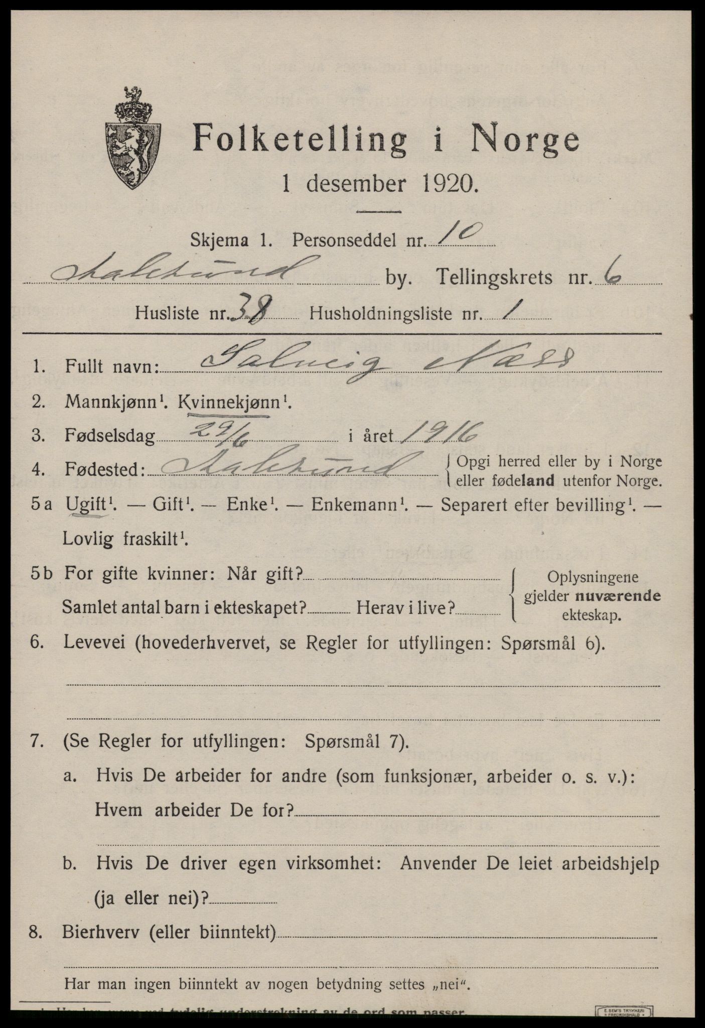 SAT, Folketelling 1920 for 1501 Ålesund kjøpstad, 1920, s. 18922