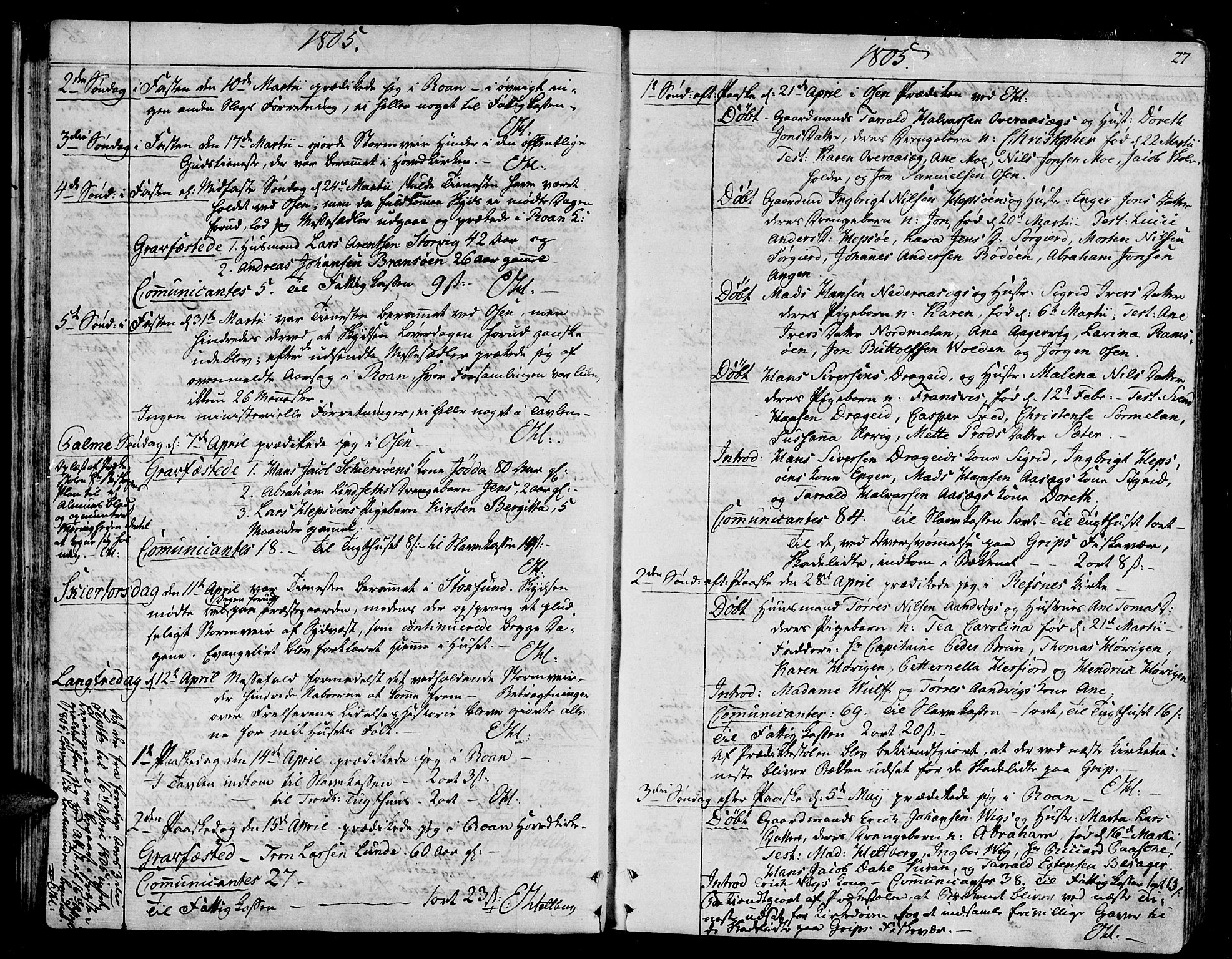 Ministerialprotokoller, klokkerbøker og fødselsregistre - Sør-Trøndelag, SAT/A-1456/657/L0701: Ministerialbok nr. 657A02, 1802-1831, s. 27