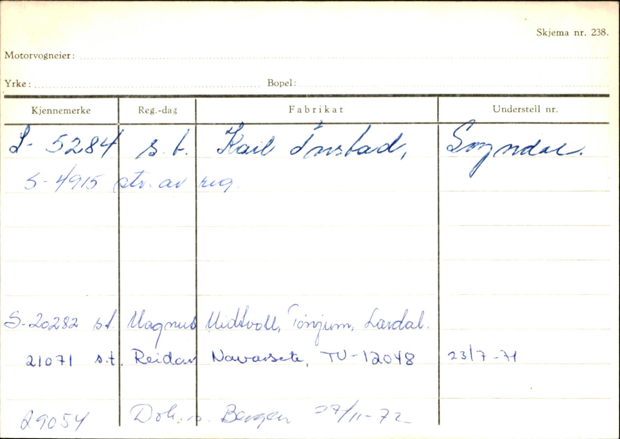 Statens vegvesen, Sogn og Fjordane vegkontor, SAB/A-5301/4/F/L0125: Eigarregister Sogndal V-Å. Aurland A-Å. Fjaler A-N, 1945-1975, s. 105