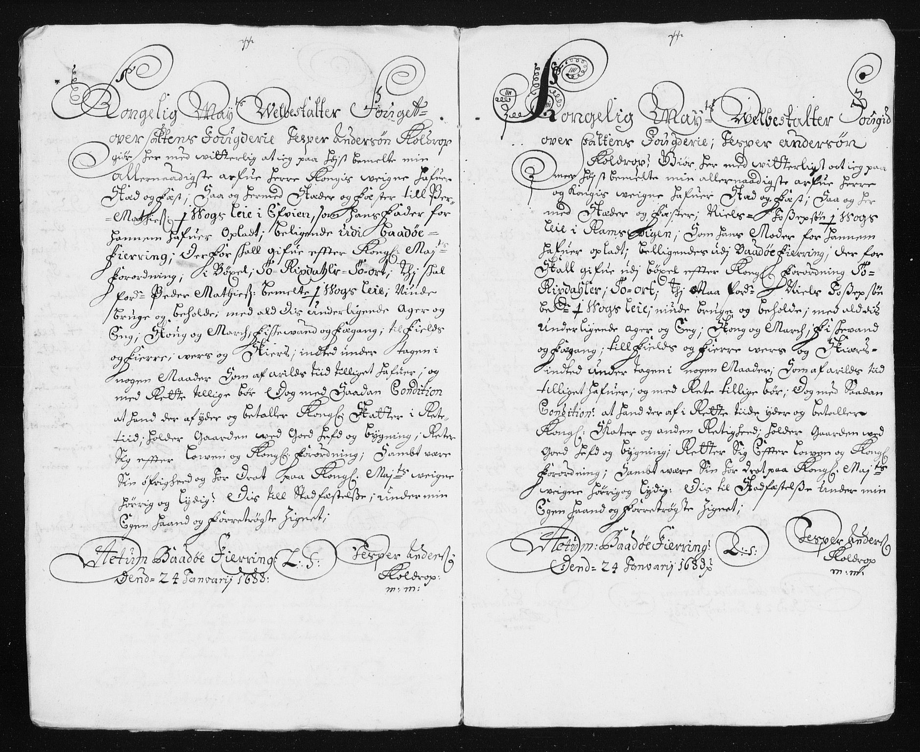 Rentekammeret inntil 1814, Reviderte regnskaper, Stiftamtstueregnskaper, Trondheim stiftamt og Nordland amt, AV/RA-EA-6044/R/Rh/L0011: Nordland amt, 1688
