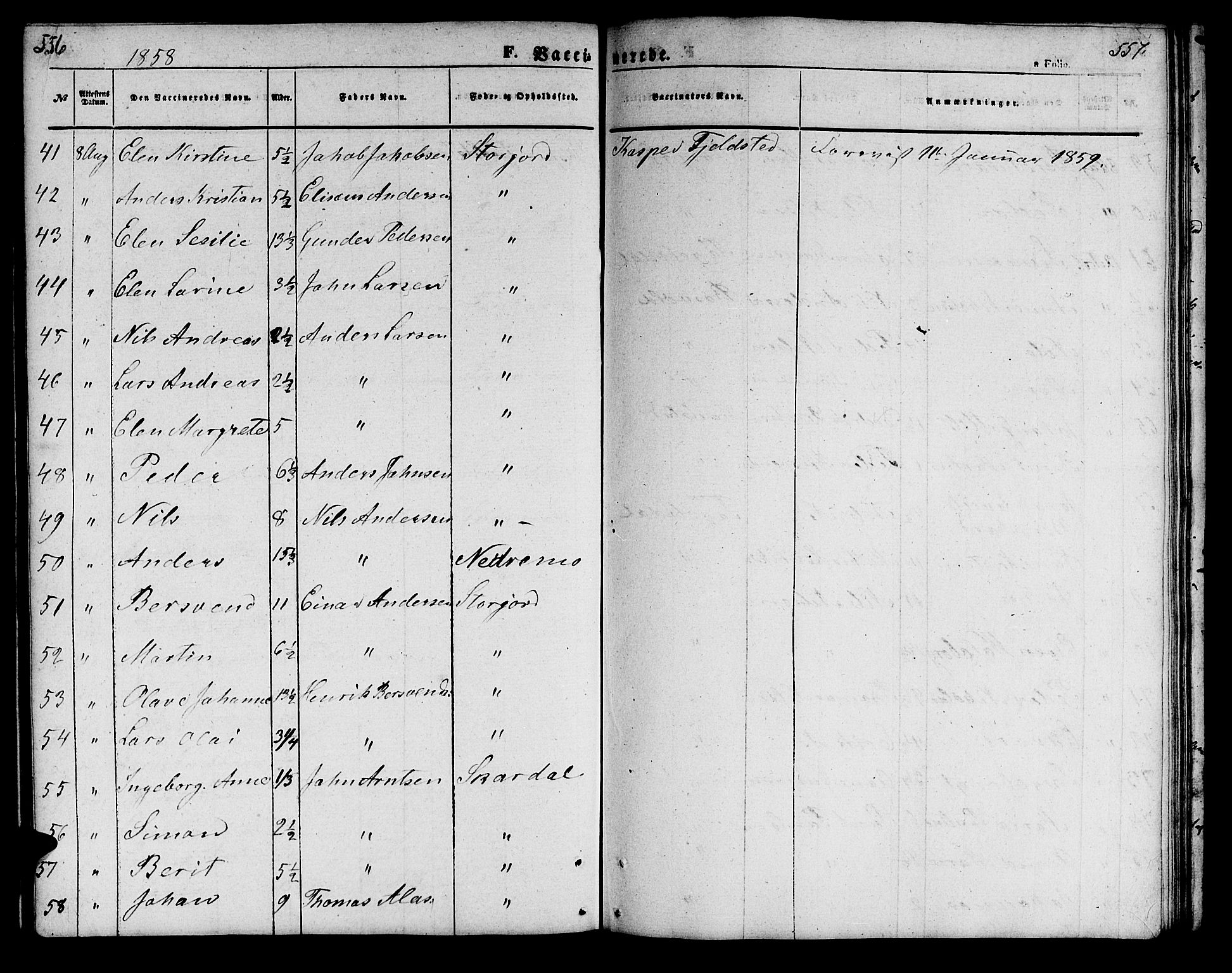 Målselv sokneprestembete, AV/SATØ-S-1311/G/Ga/Gab/L0001klokker: Klokkerbok nr. 1, 1856-1866, s. 556-557