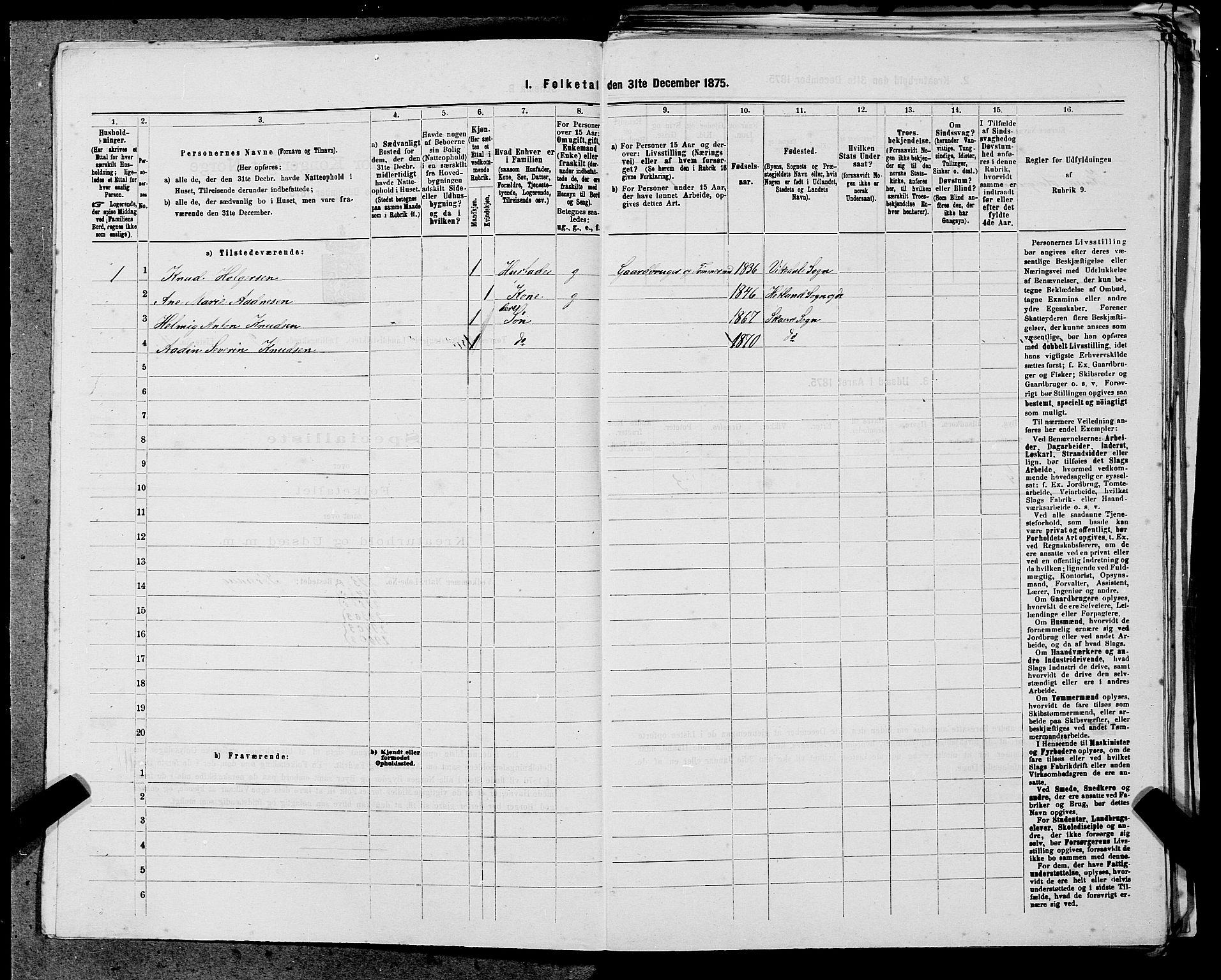 SAST, Folketelling 1875 for 1152L Torvastad prestegjeld, Torvastad sokn, Skåre sokn og Utsira sokn, 1875, s. 1122