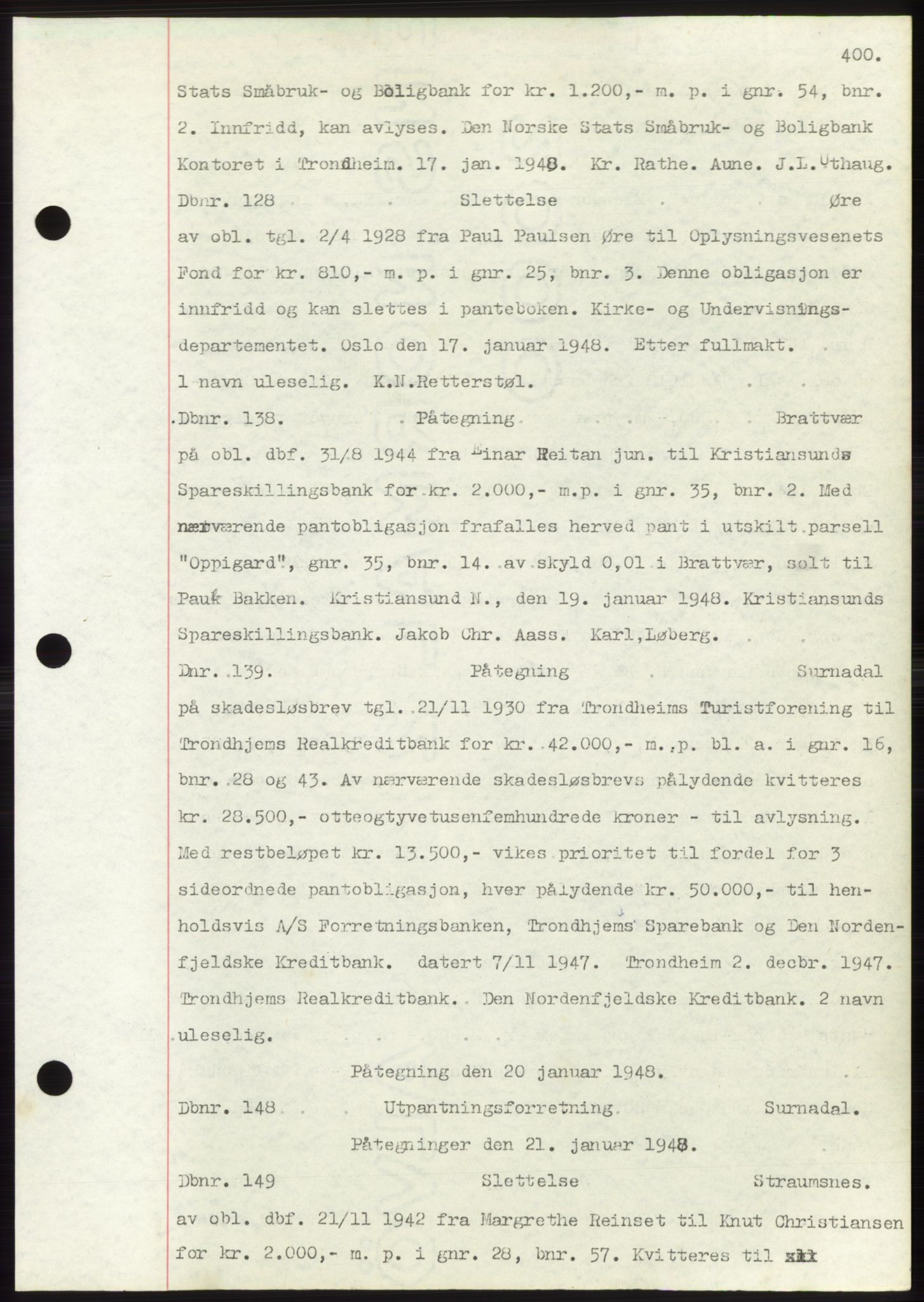 Nordmøre sorenskriveri, SAT/A-4132/1/2/2Ca: Pantebok nr. C82b, 1946-1951, Dagboknr: 128/1948
