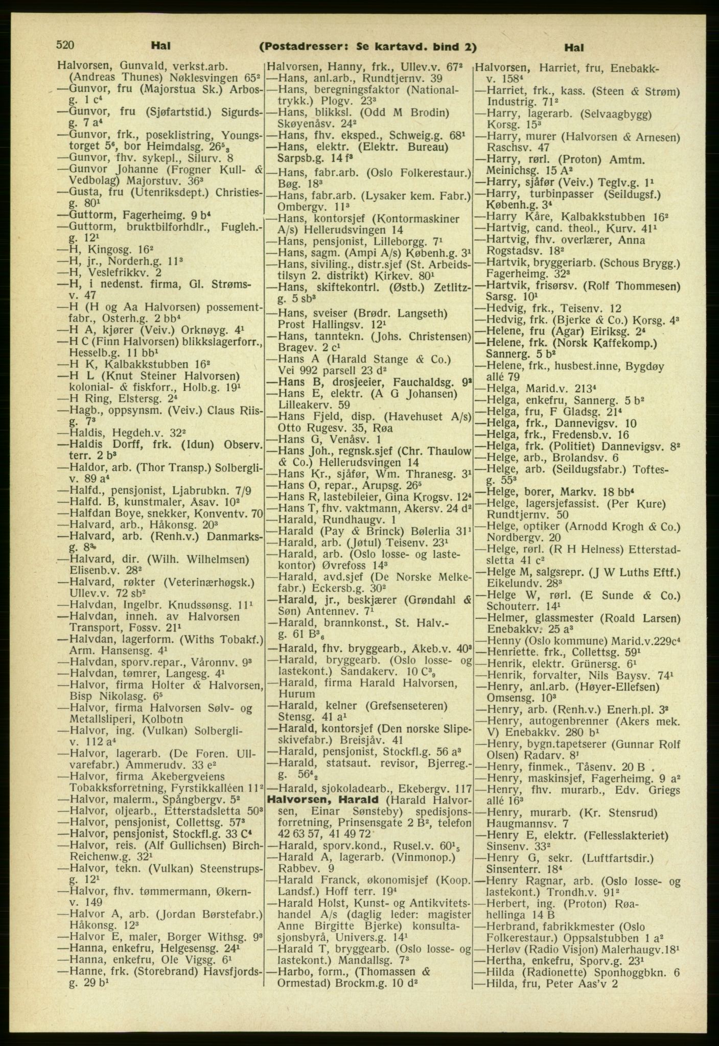 Kristiania/Oslo adressebok, PUBL/-, 1961-1962, s. 520