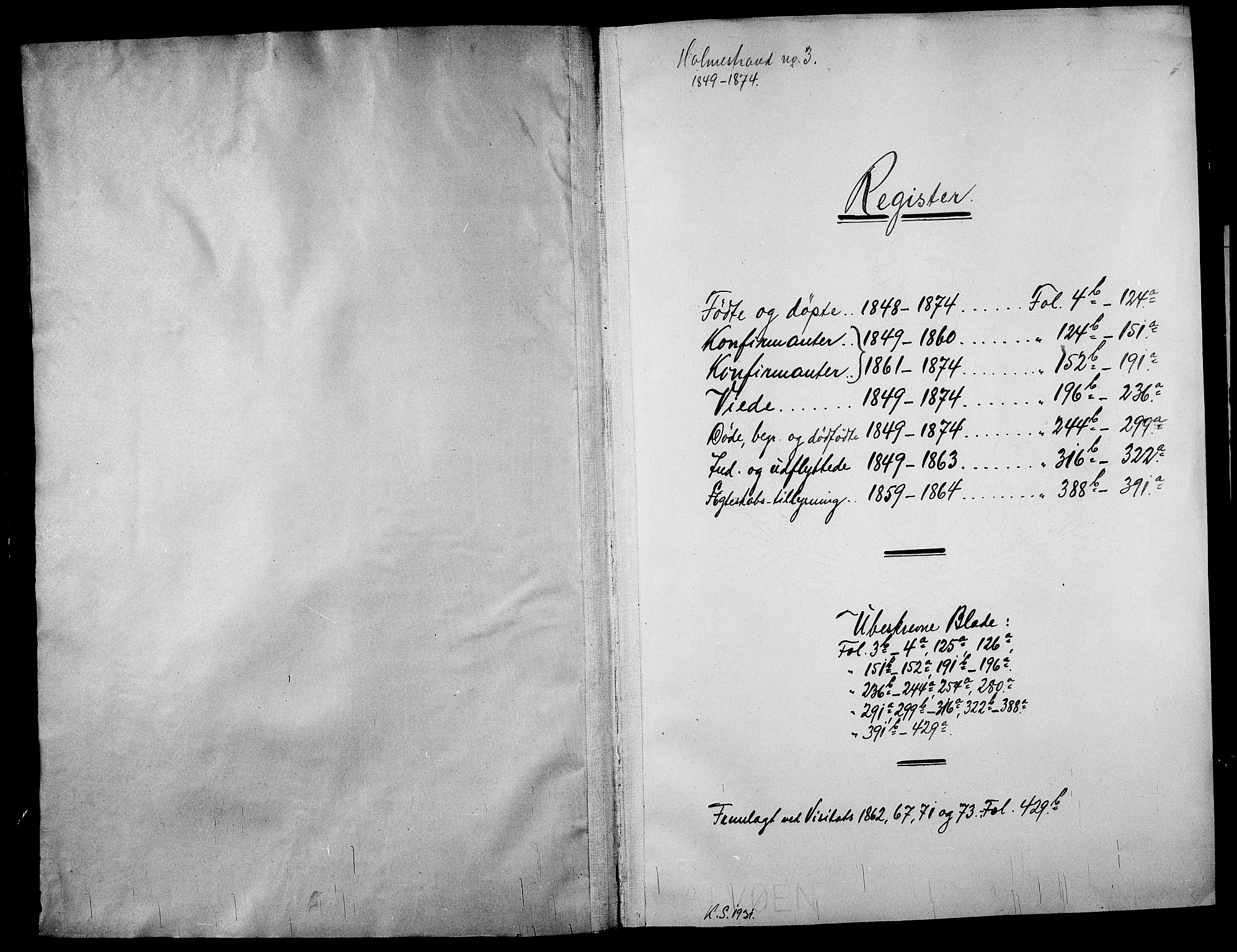 Holmestrand kirkebøker, SAKO/A-346/G/Ga/L0003: Klokkerbok nr. 3, 1849-1874