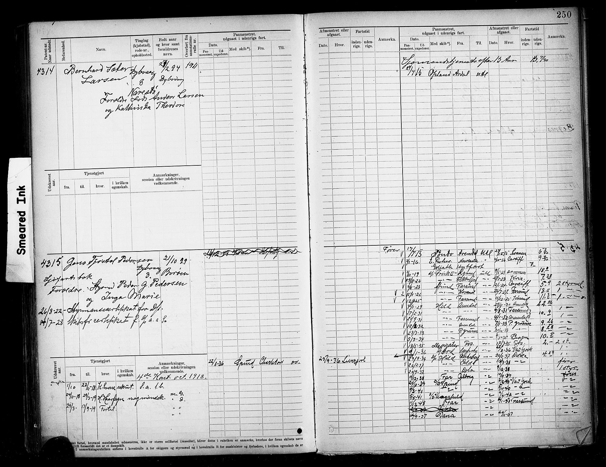 Tvedestrand mønstringskrets, AV/SAK-2031-0011/F/Fb/L0020: Hovedrulle A nr 3819-4409, U-36, 1906-1918, s. 259