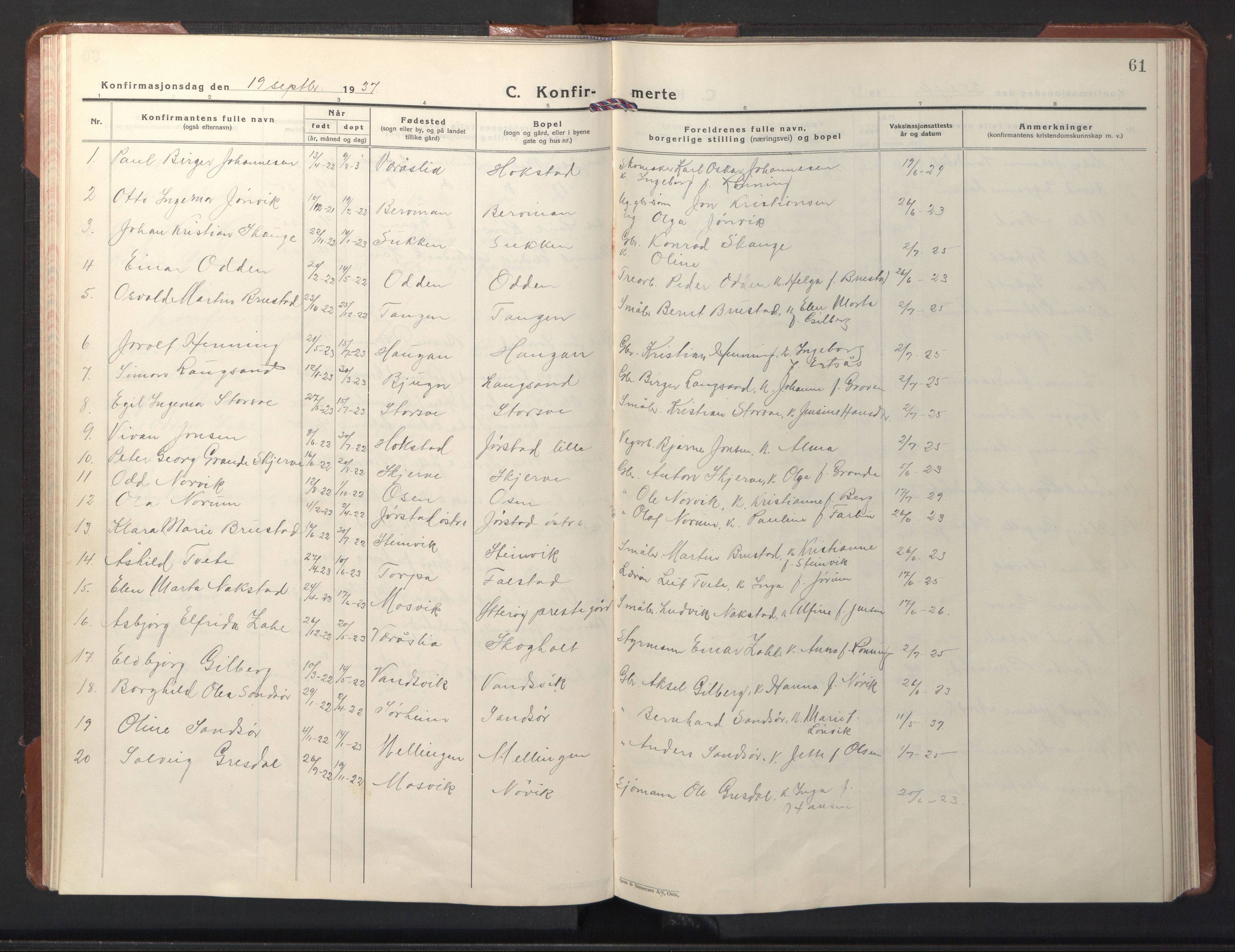 Ministerialprotokoller, klokkerbøker og fødselsregistre - Nord-Trøndelag, AV/SAT-A-1458/722/L0227: Klokkerbok nr. 722C03, 1928-1958, s. 61