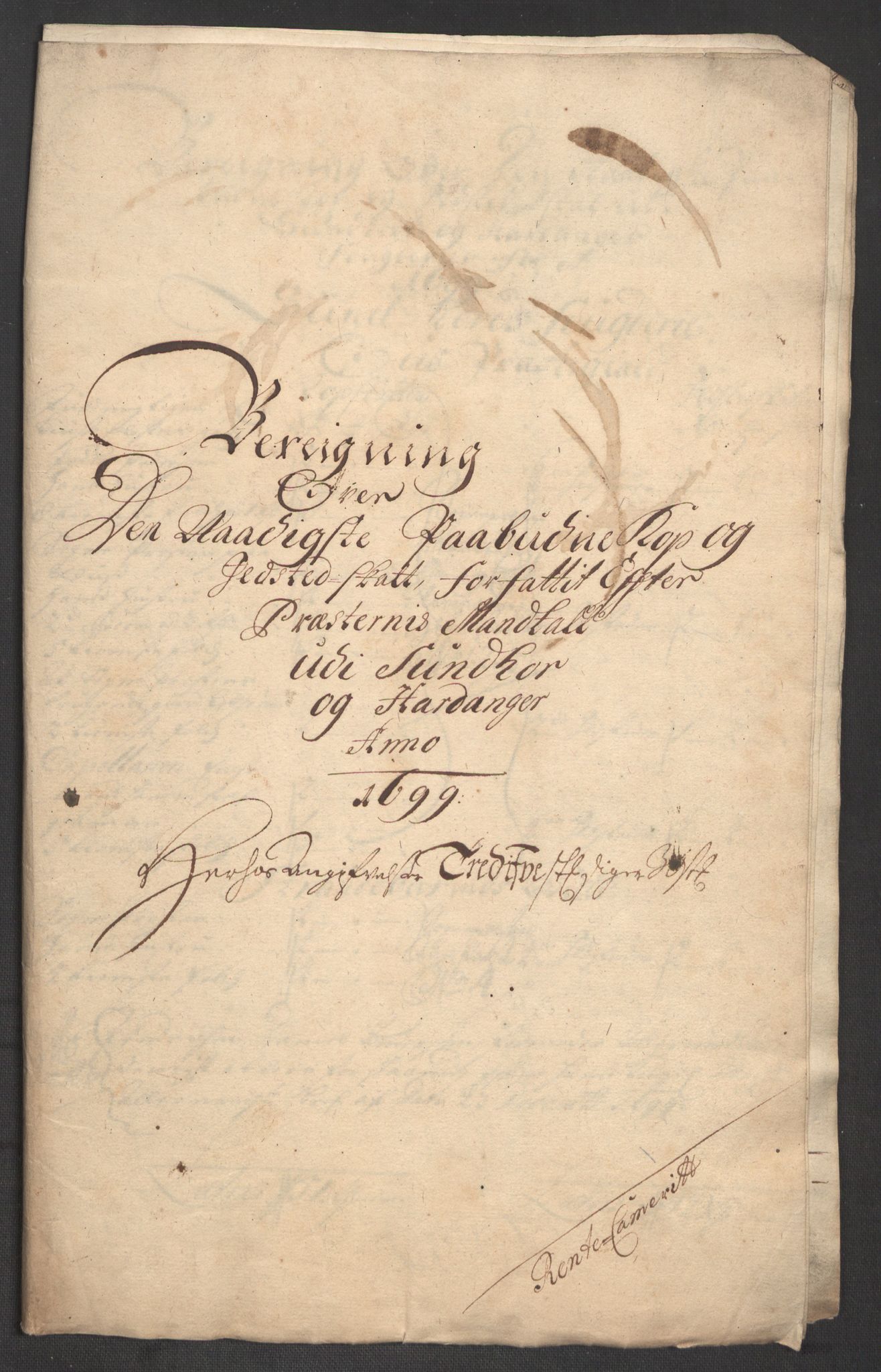 Rentekammeret inntil 1814, Reviderte regnskaper, Fogderegnskap, RA/EA-4092/R48/L2978: Fogderegnskap Sunnhordland og Hardanger, 1699, s. 300