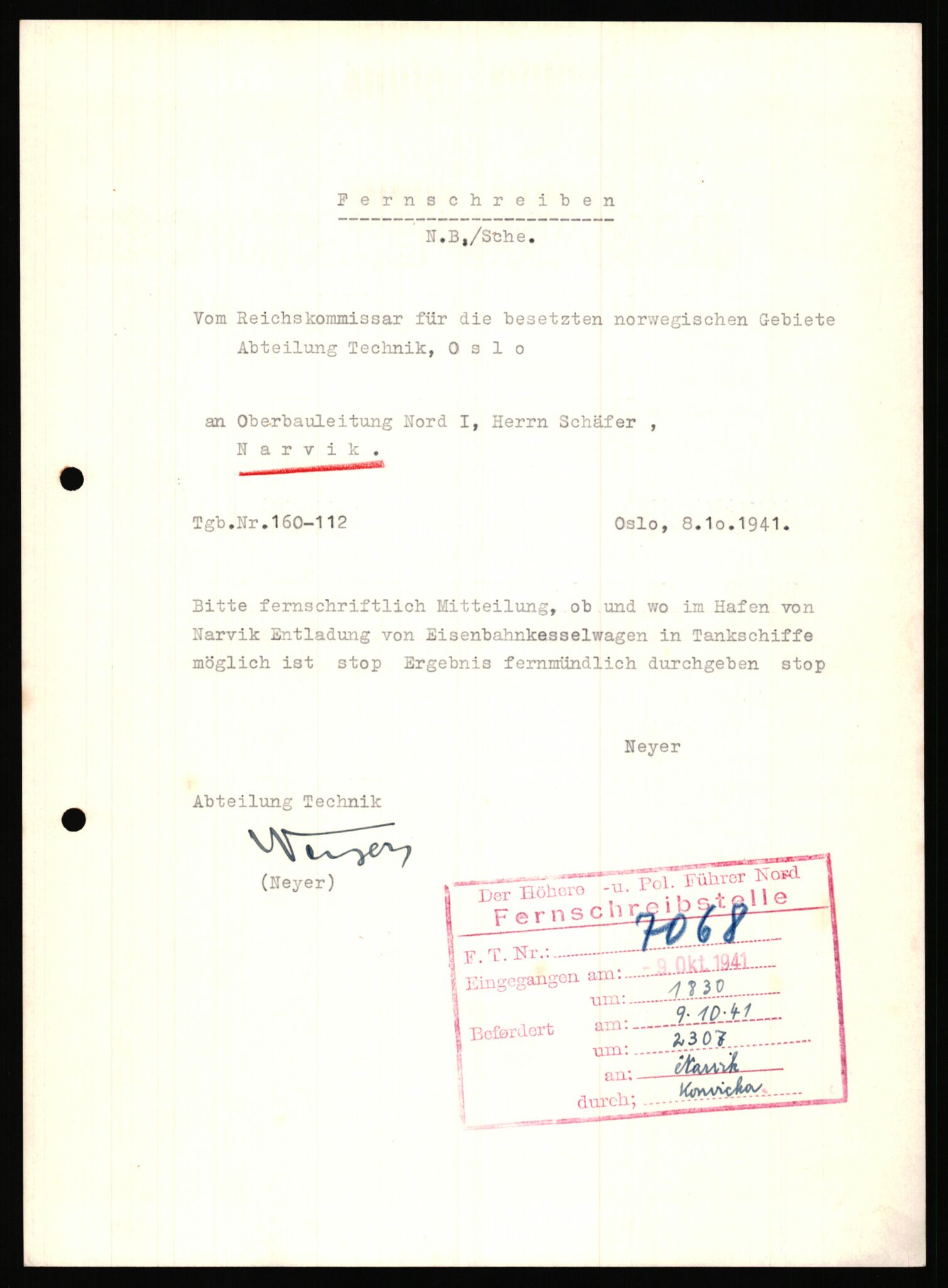 Tyske arkiver, Organisation Todt (OT), Einsatzgruppe Wiking, AV/RA-RAFA-2188/2/B/Bb/L0006: Korrespondanse med Kriegsmarine, 1940-1941, s. 27