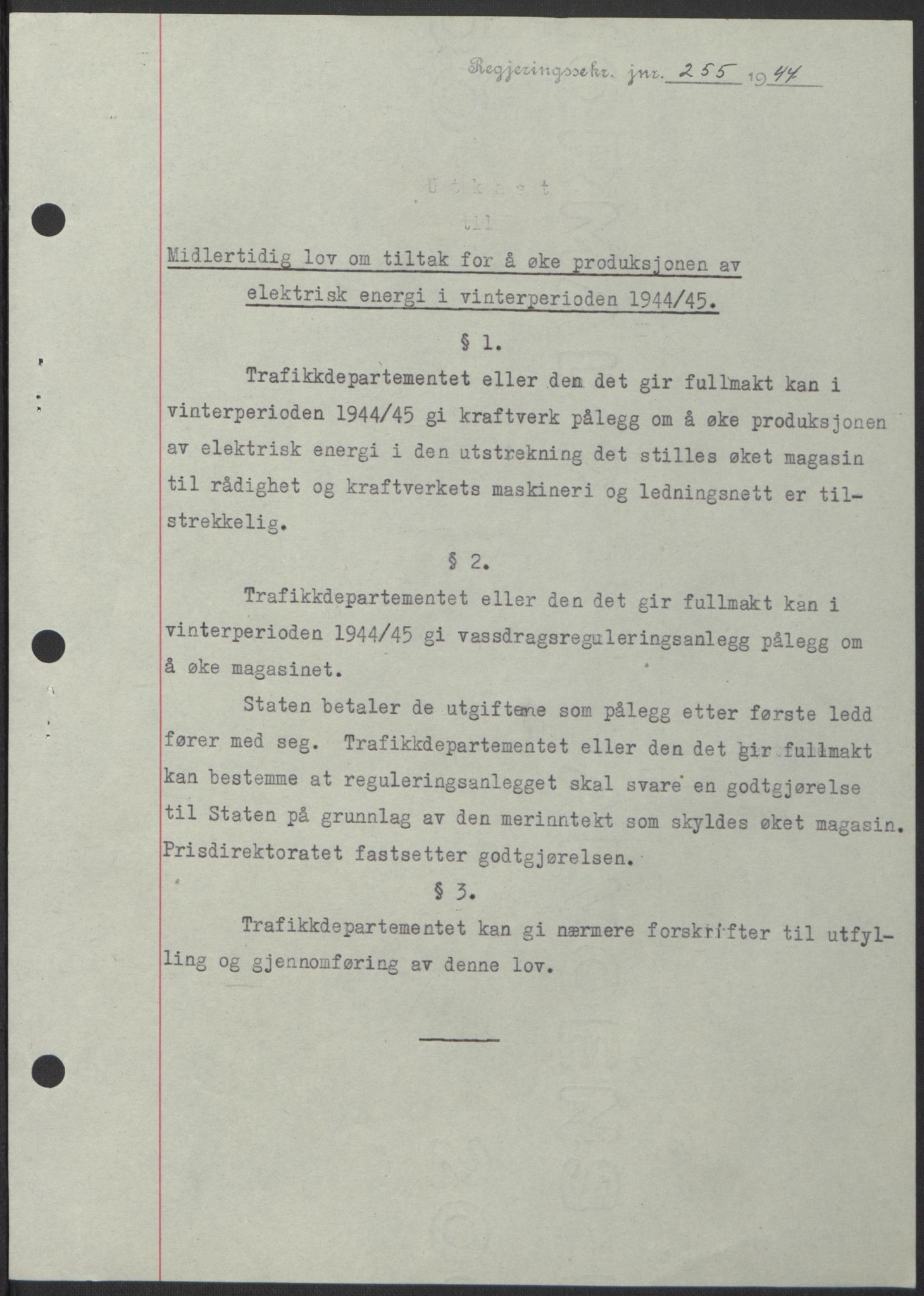 NS-administrasjonen 1940-1945 (Statsrådsekretariatet, de kommisariske statsråder mm), AV/RA-S-4279/D/Db/L0100: Lover, 1944, s. 478