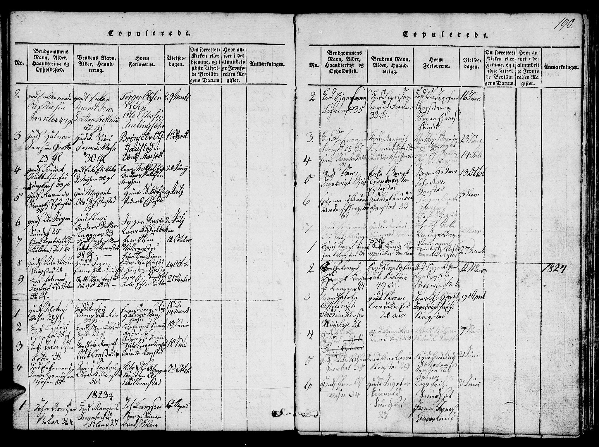 Ministerialprotokoller, klokkerbøker og fødselsregistre - Sør-Trøndelag, SAT/A-1456/694/L1130: Klokkerbok nr. 694C02, 1816-1857, s. 190
