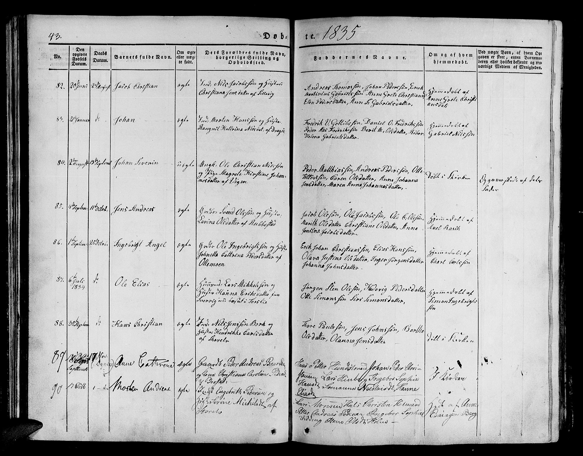 Tranøy sokneprestkontor, AV/SATØ-S-1313/I/Ia/Iaa/L0005kirke: Ministerialbok nr. 5, 1829-1844, s. 43