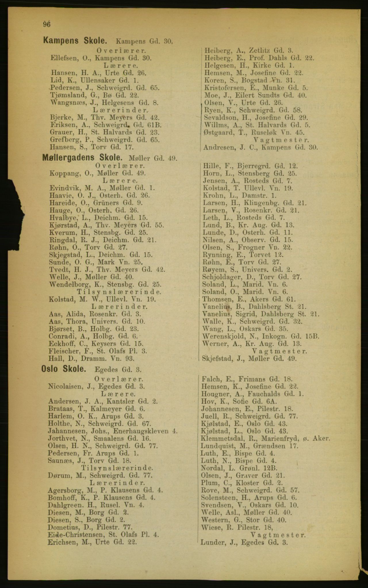 Kristiania/Oslo adressebok, PUBL/-, 1889, s. 96