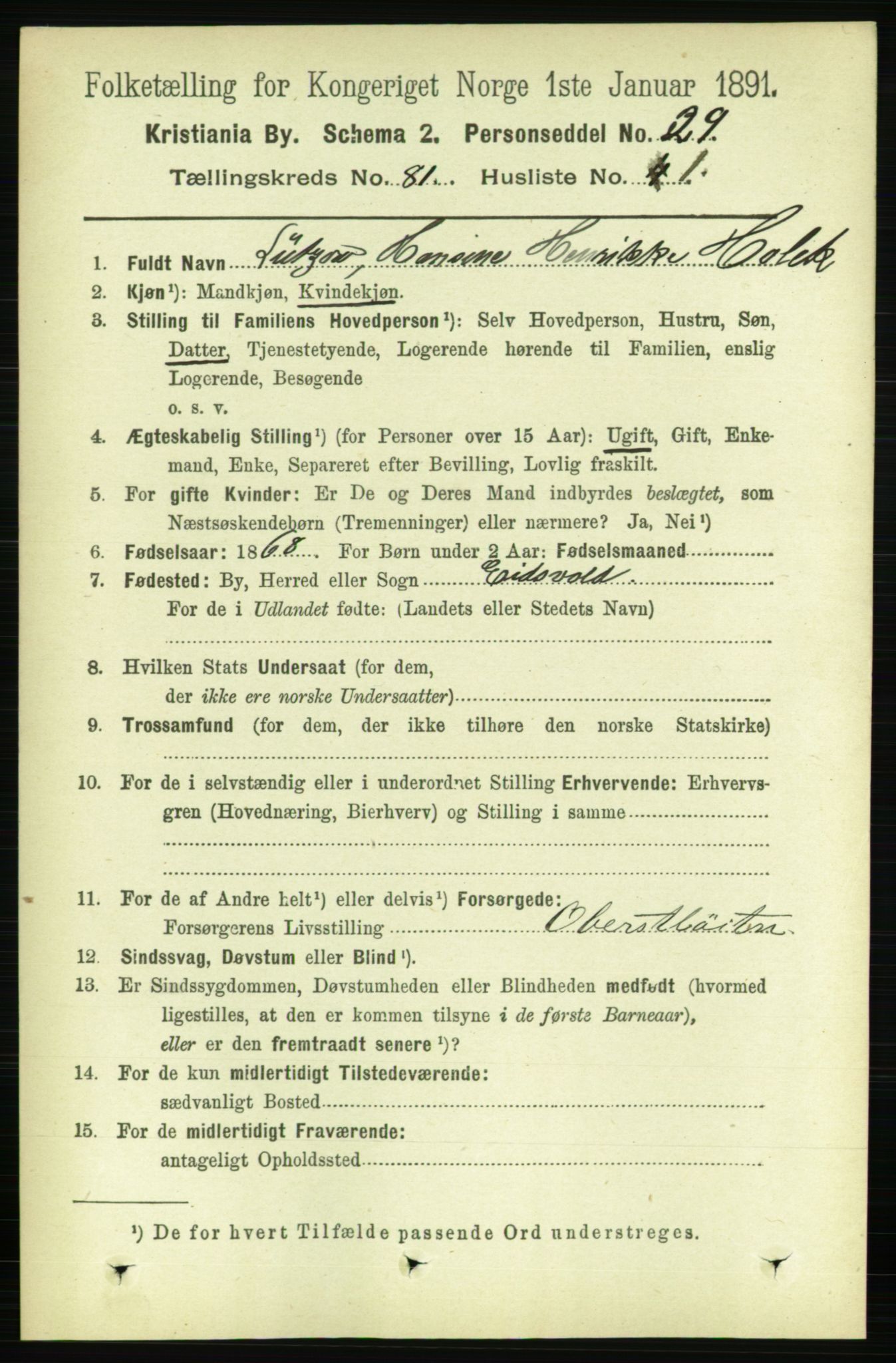 RA, Folketelling 1891 for 0301 Kristiania kjøpstad, 1891, s. 41553