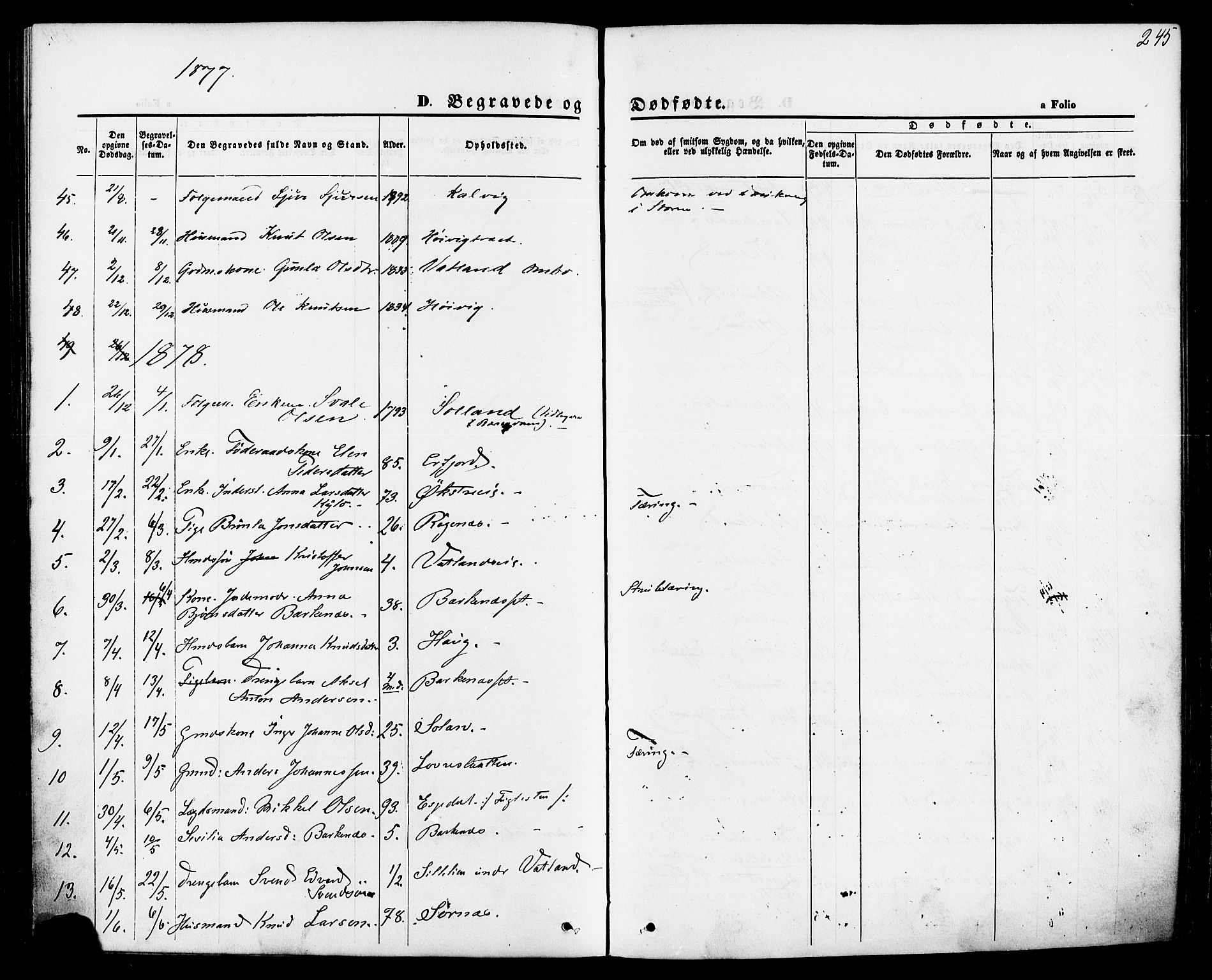 Jelsa sokneprestkontor, AV/SAST-A-101842/01/IV: Ministerialbok nr. A 8, 1867-1883, s. 245