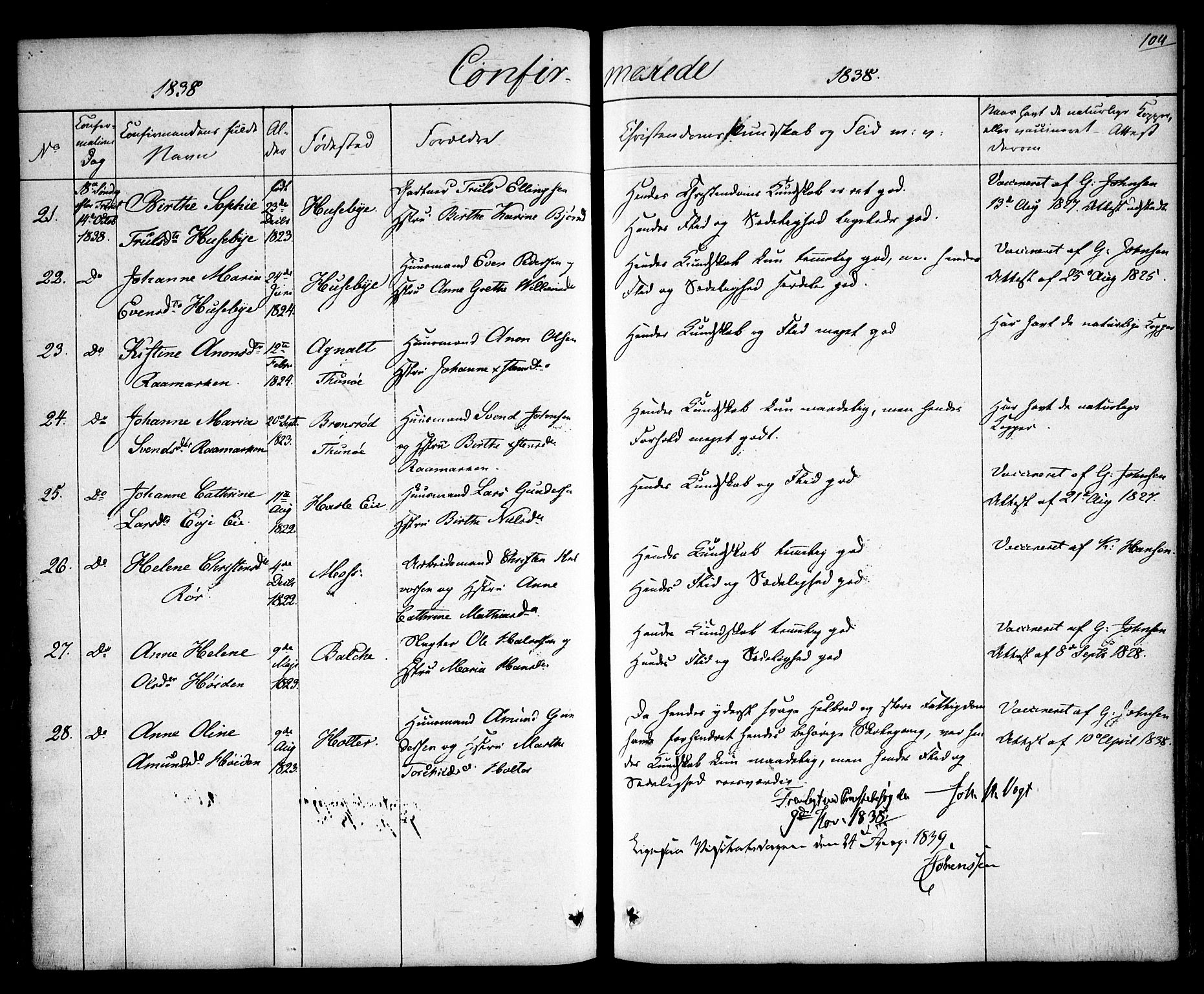 Rygge prestekontor Kirkebøker, AV/SAO-A-10084b/F/Fa/L0004: Ministerialbok nr. 4, 1836-1851, s. 104