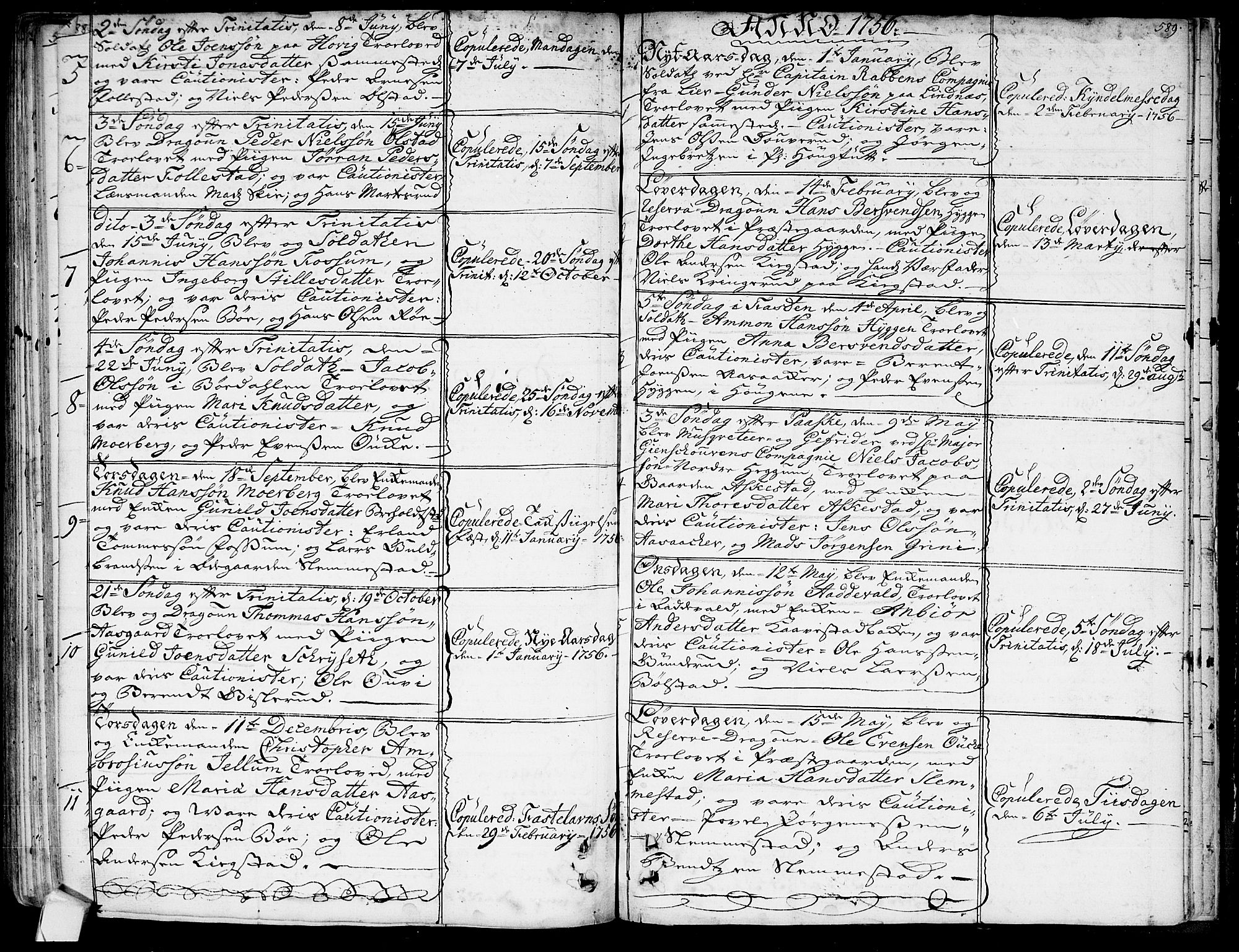 Røyken kirkebøker, AV/SAKO-A-241/G/Ga/L0001: Klokkerbok nr. 1, 1740-1768, s. 588-589
