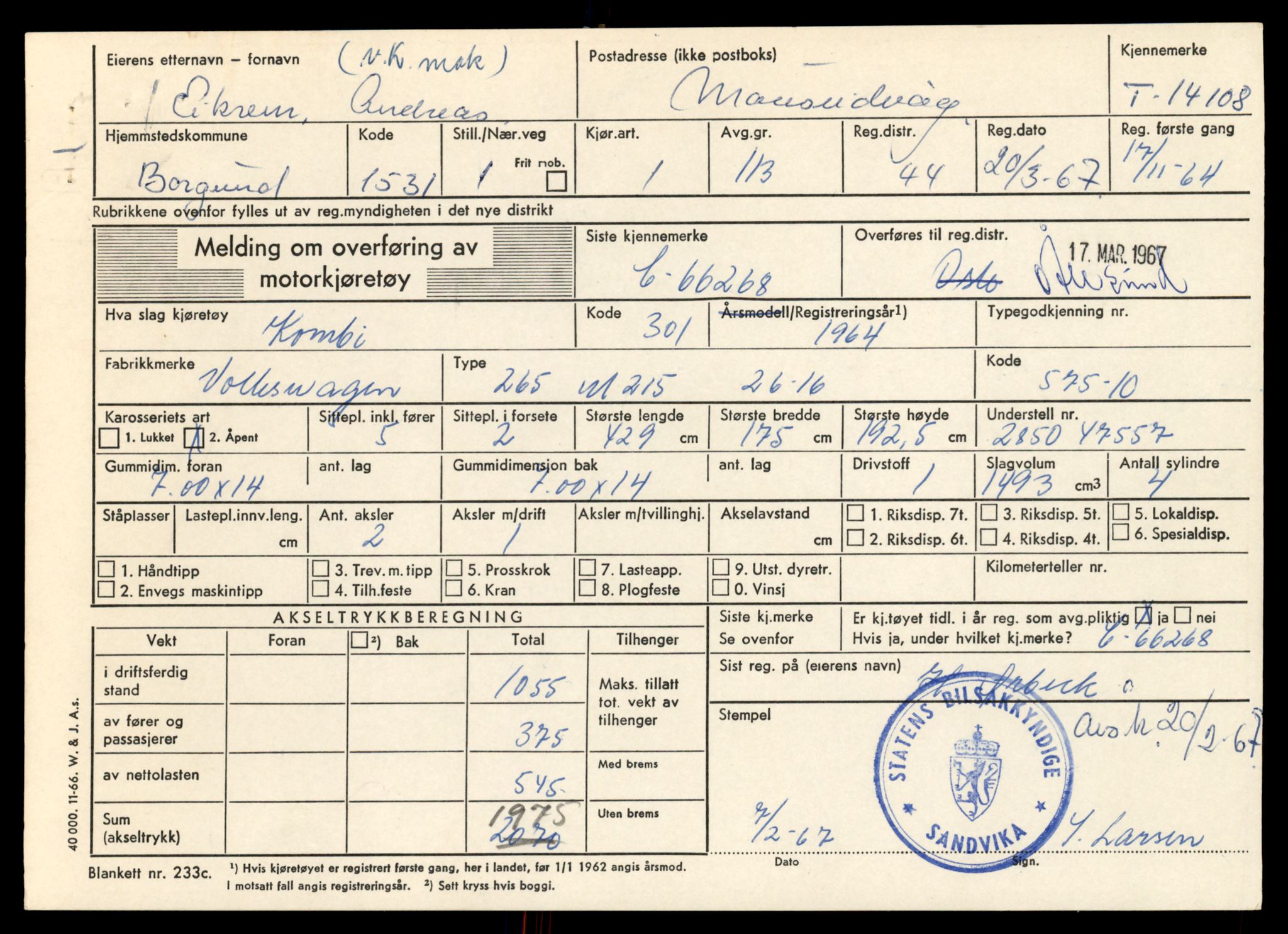Møre og Romsdal vegkontor - Ålesund trafikkstasjon, AV/SAT-A-4099/F/Fe/L0043: Registreringskort for kjøretøy T 14080 - T 14204, 1927-1998, s. 697